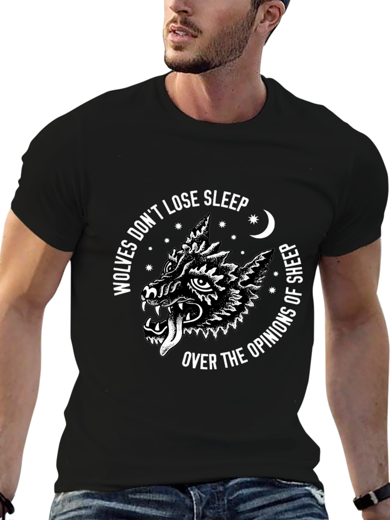 Wolf Opinion Graphic Tee - Black Cotton T-Shirt