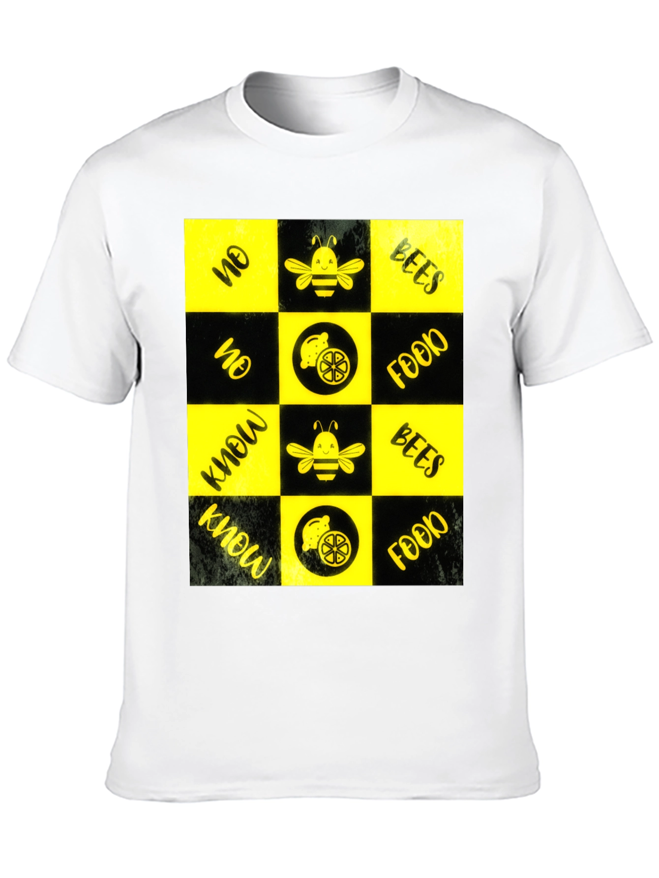 Bee & Lemon Patterned Graphic Tee - Black