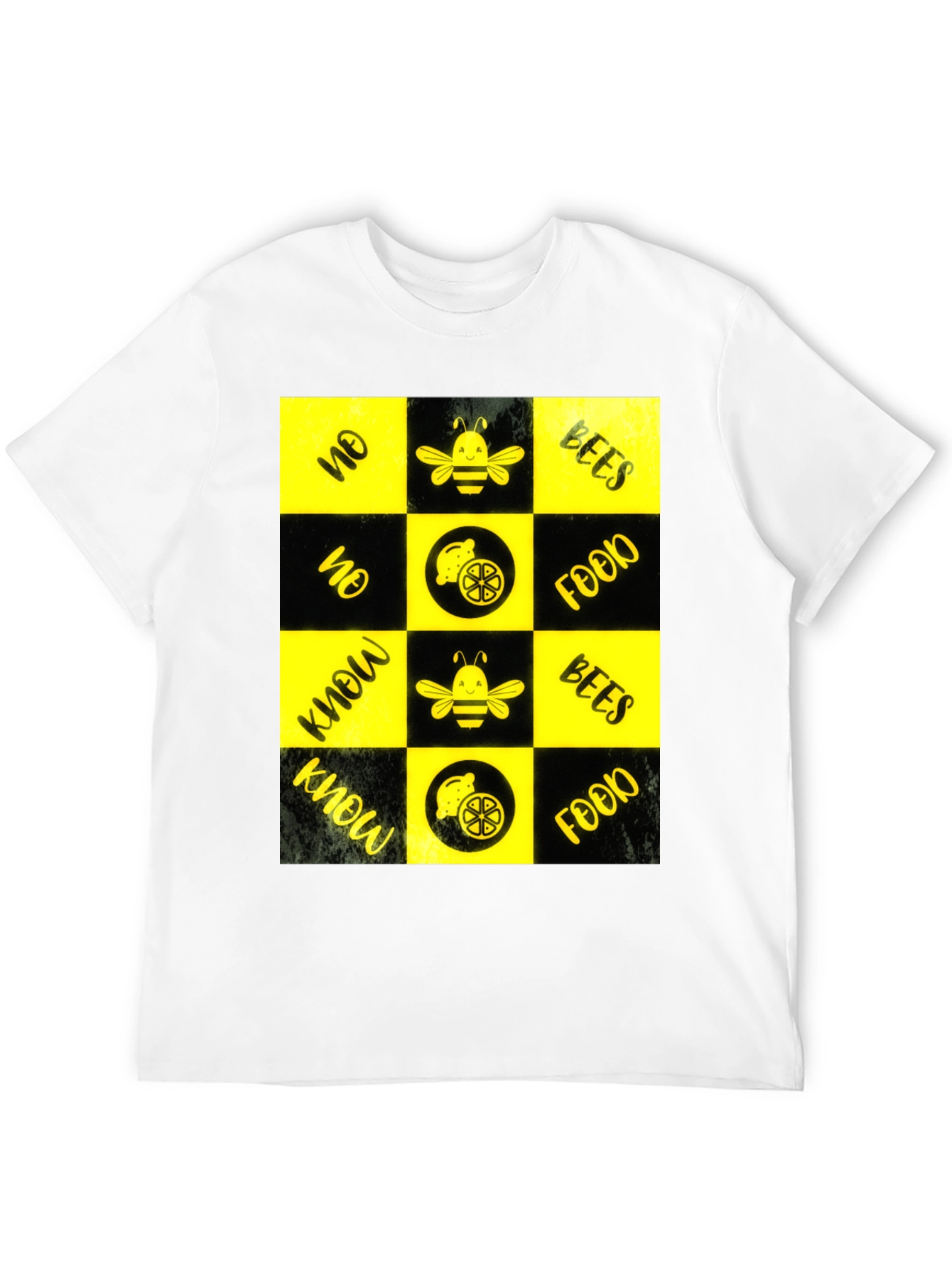 Bee & Lemon Patterned Graphic Tee - Black