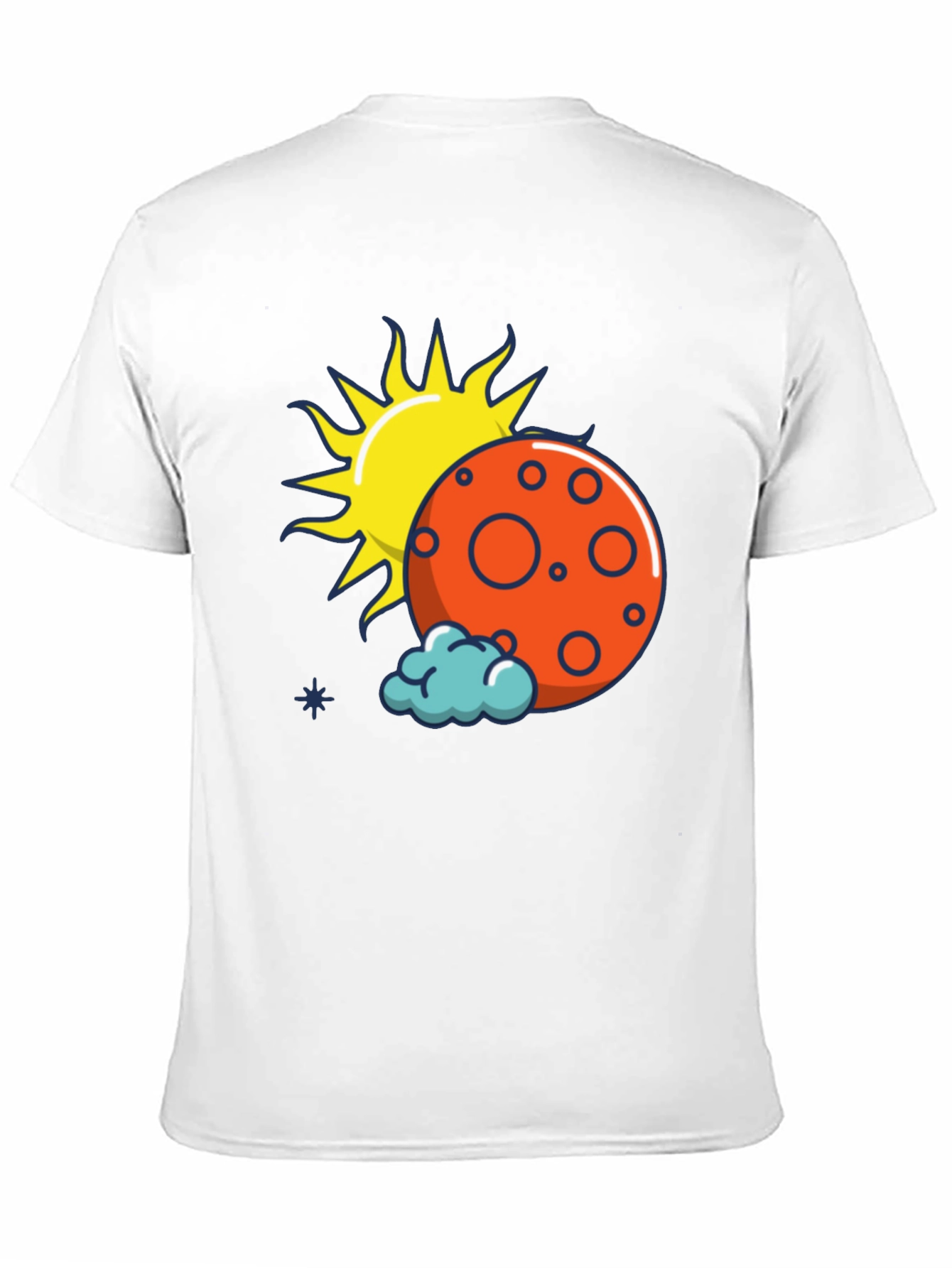Sun Moon and Cloud Graphic Print Black T-Shirt