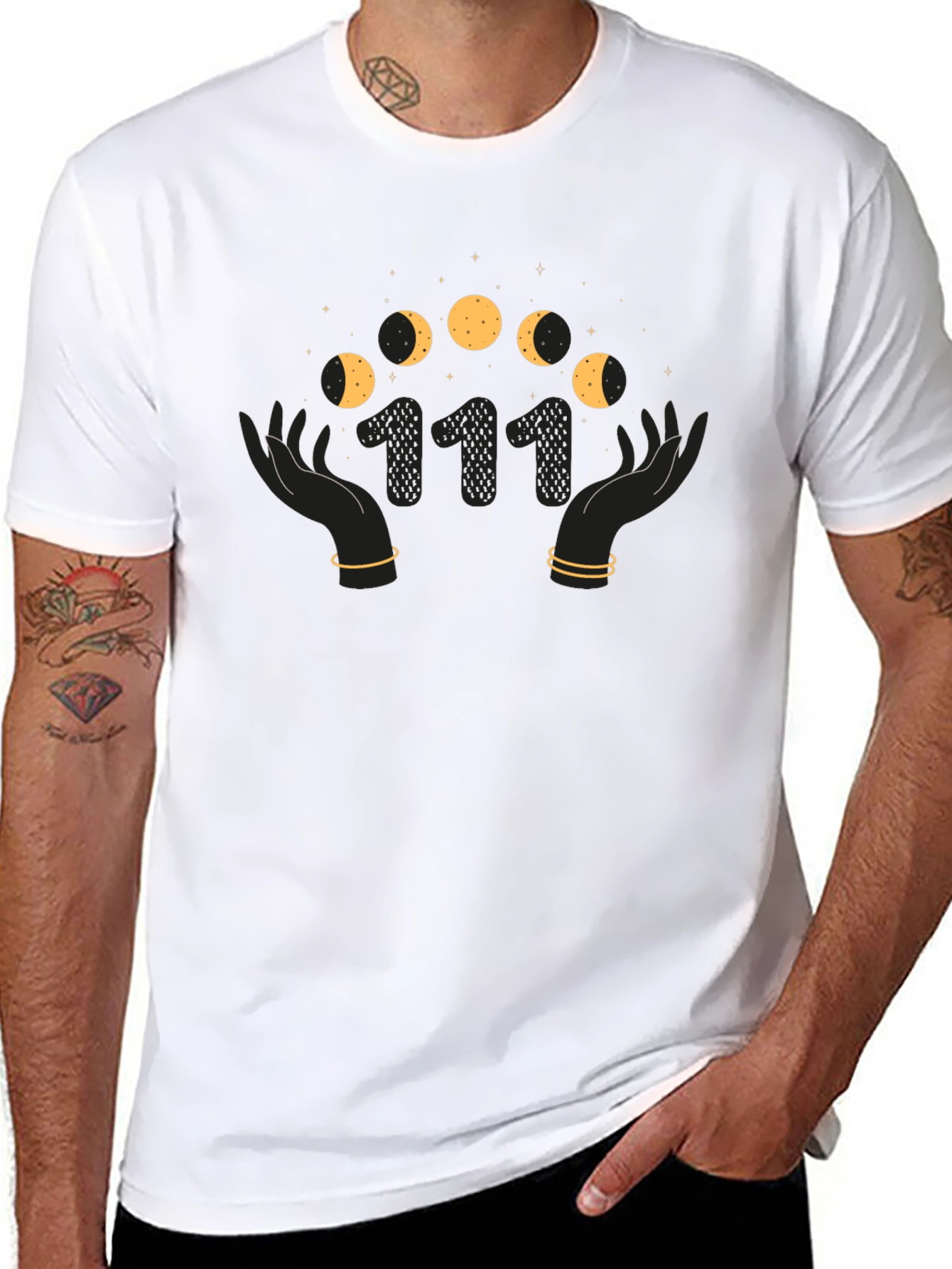 Mystic Moon Phase Graphic Tee - Angel Number 111