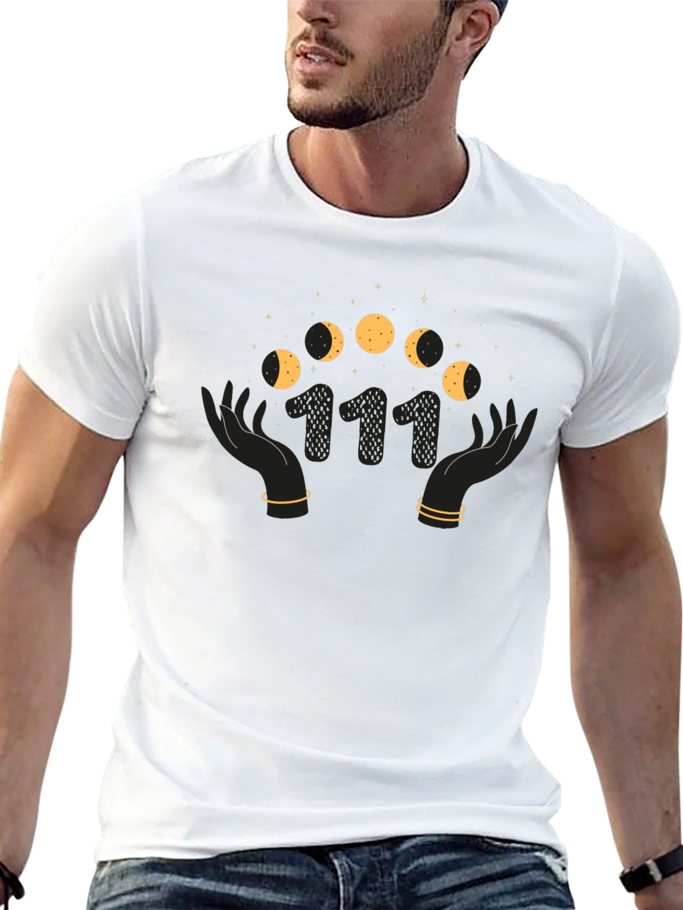 Mystic Moon Phase Graphic Tee - Angel Number 111