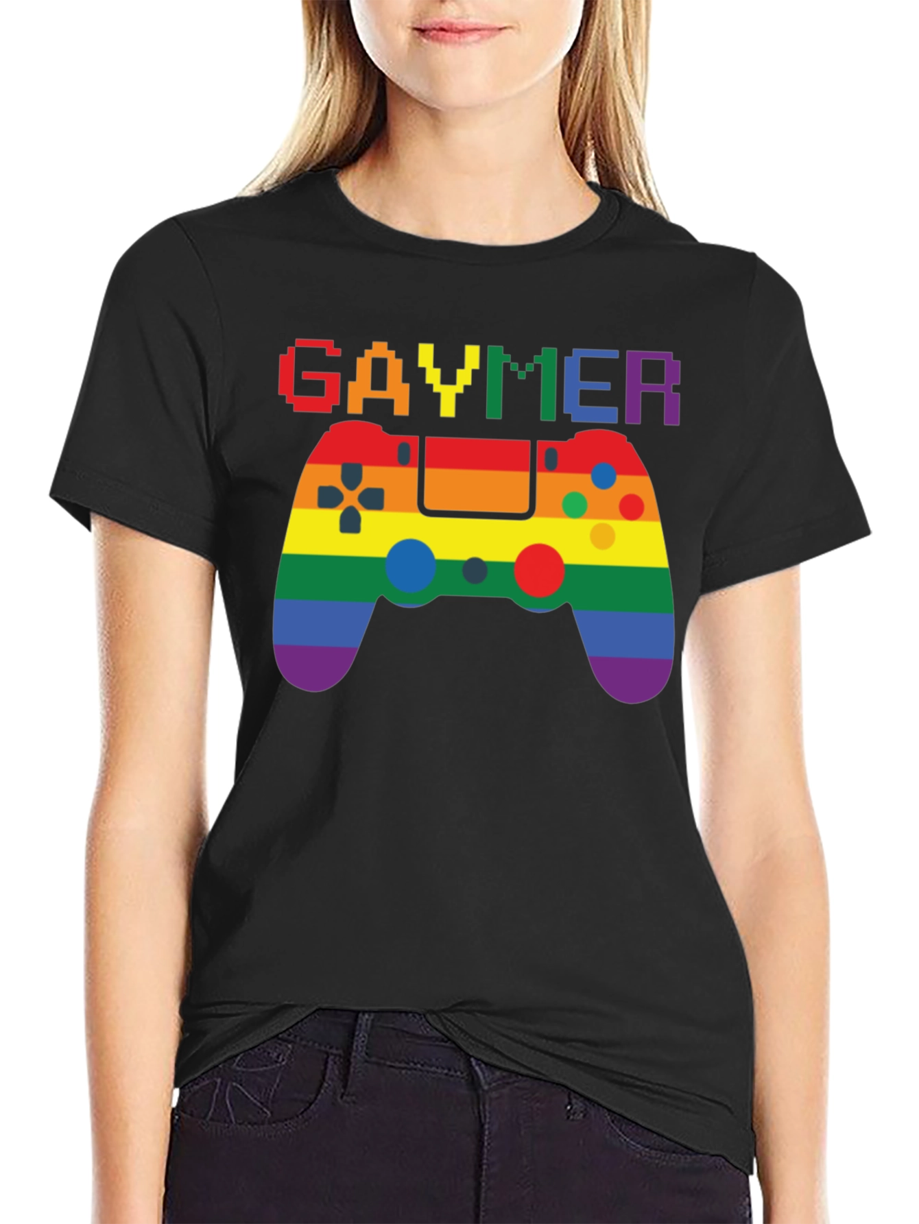 Gaymer Pride Graphic Tee - Rainbow Gamer Design