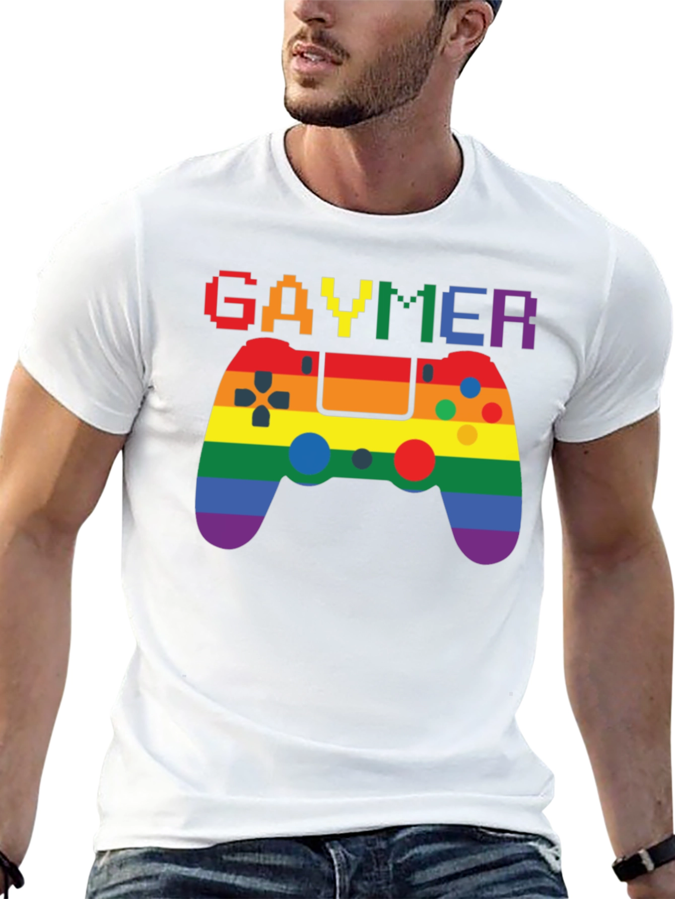 Gaymer Pride Graphic Tee - Rainbow Gamer Design