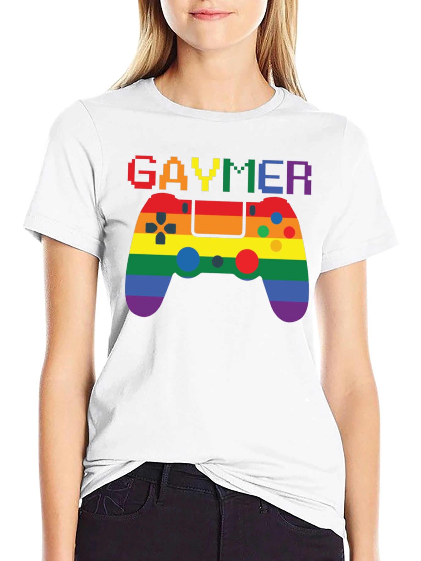 Gaymer Pride Graphic Tee - Rainbow Gamer Design