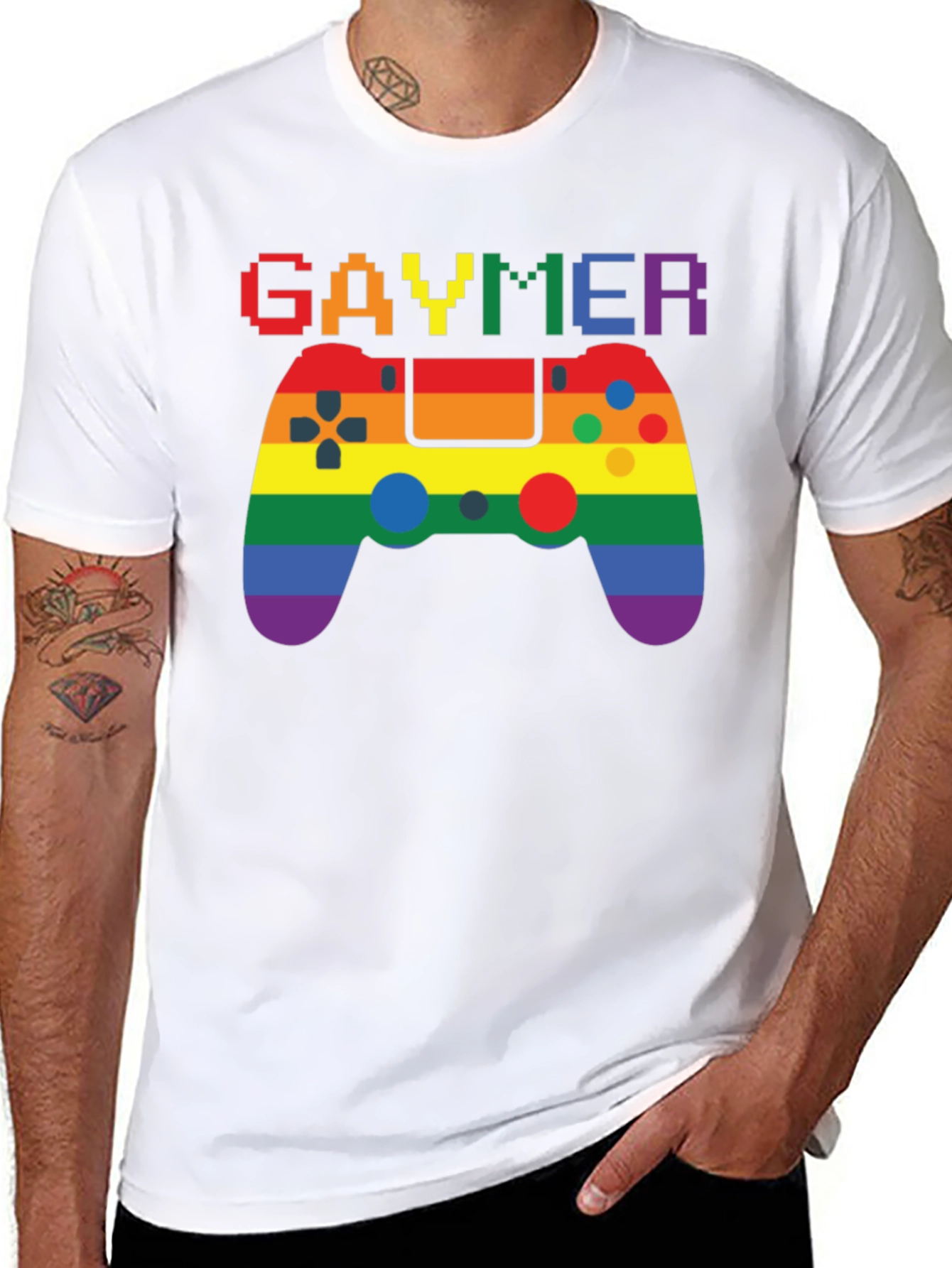 Gaymer Pride Graphic Tee - Rainbow Gamer Design