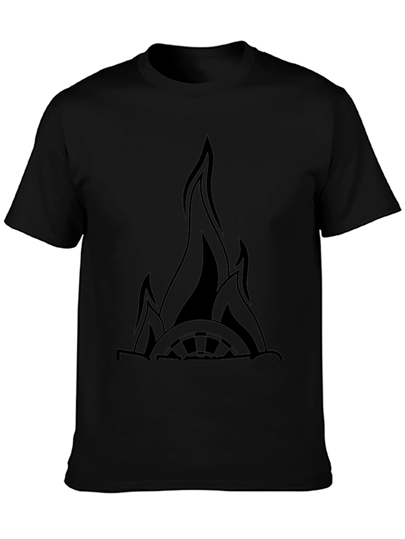 Flaming Wheel Black Graphic Tee