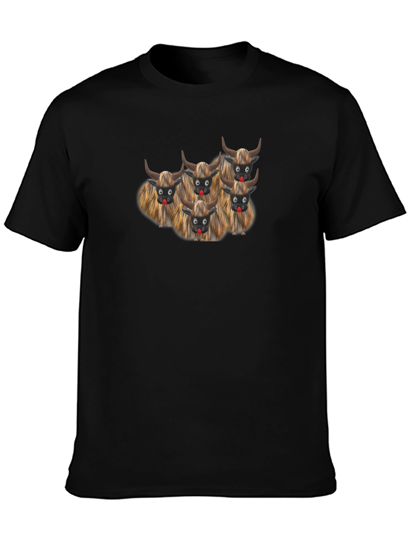 Funny Cartoon Cows Black T-Shirt