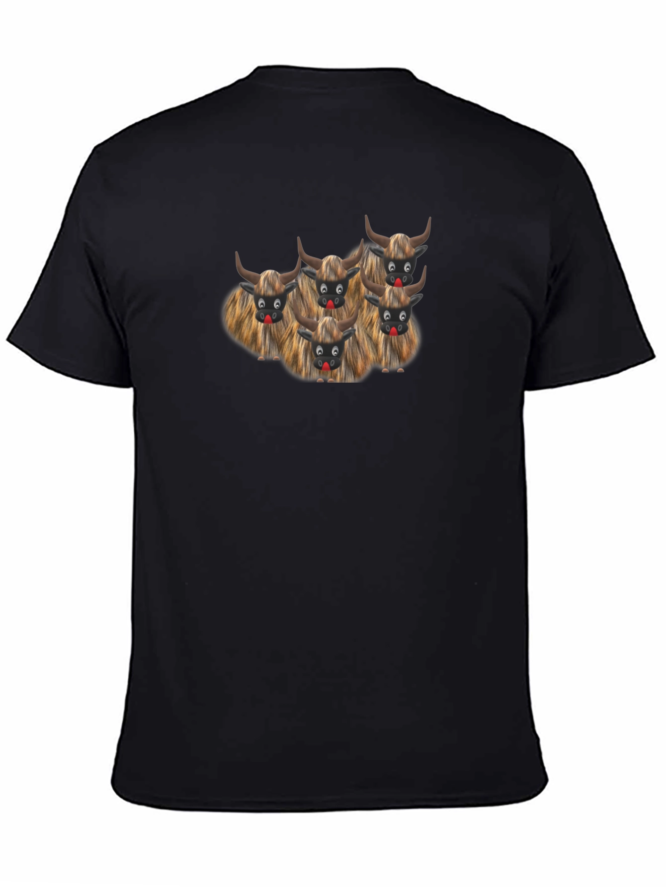 Funny Cartoon Cows Black T-Shirt