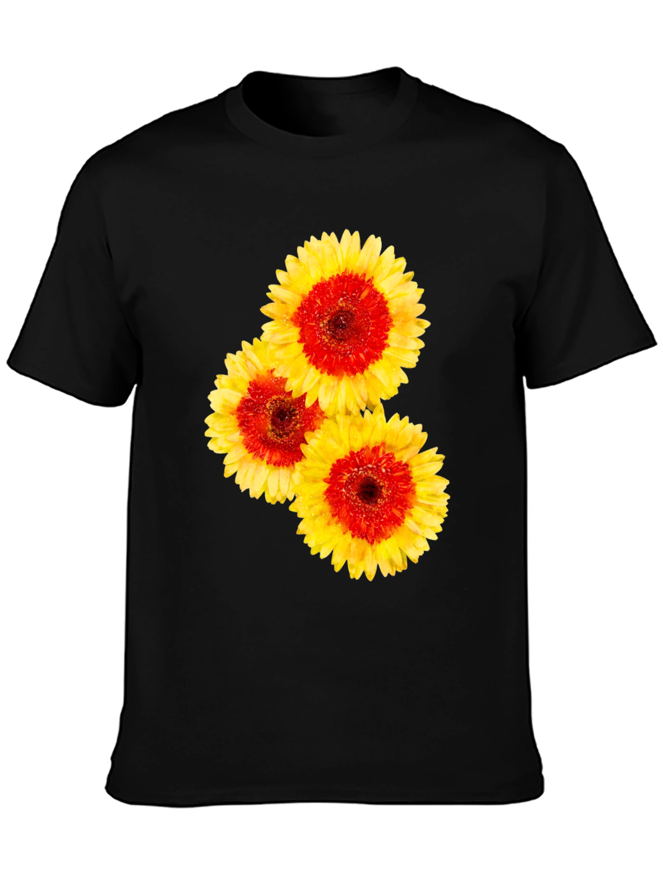 Floral Graphic Tee - Black Cotton T-Shirt