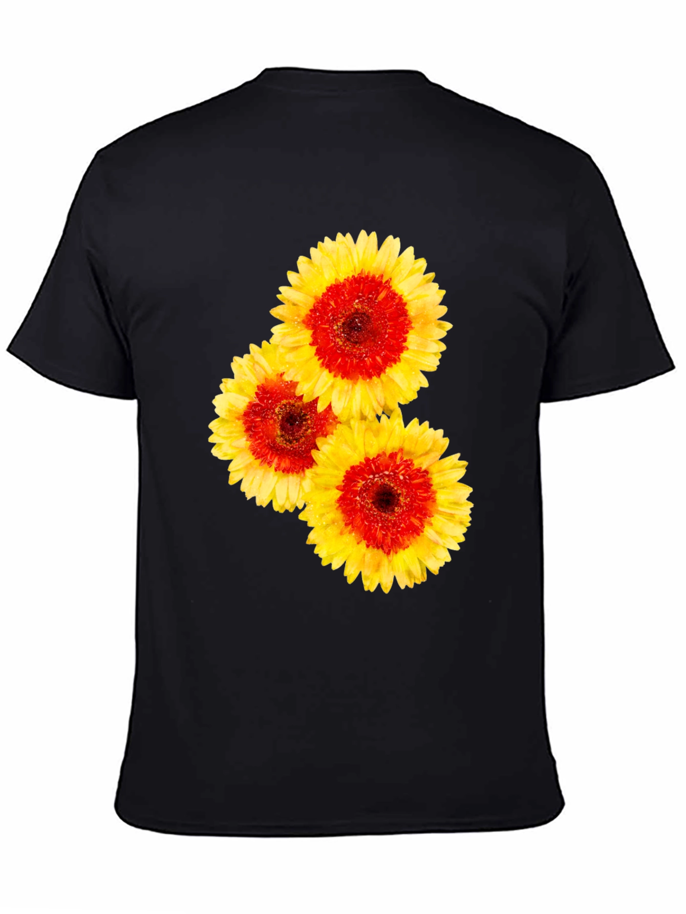 Floral Graphic Tee - Black Cotton T-Shirt