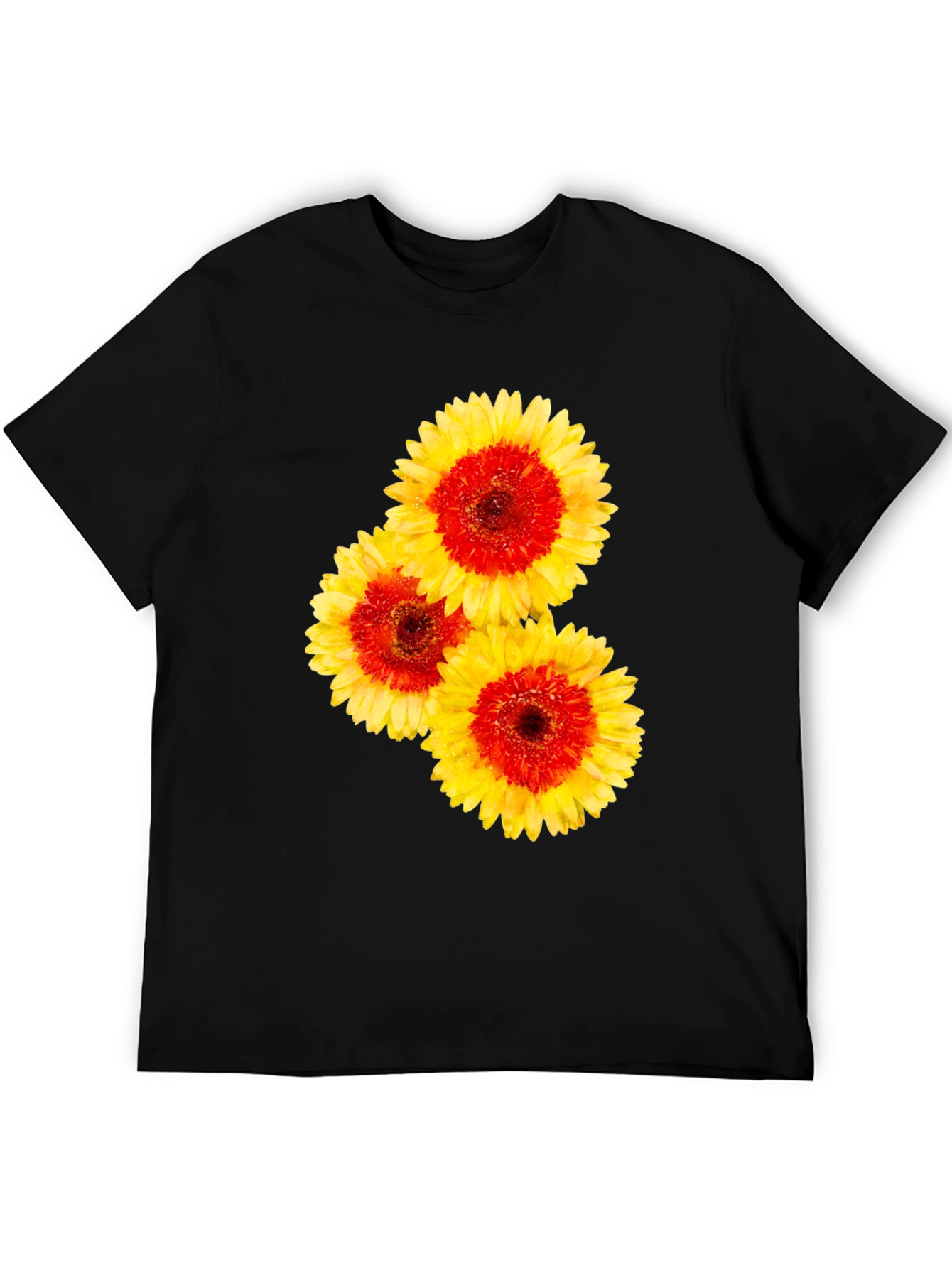 Floral Graphic Tee - Black Cotton T-Shirt