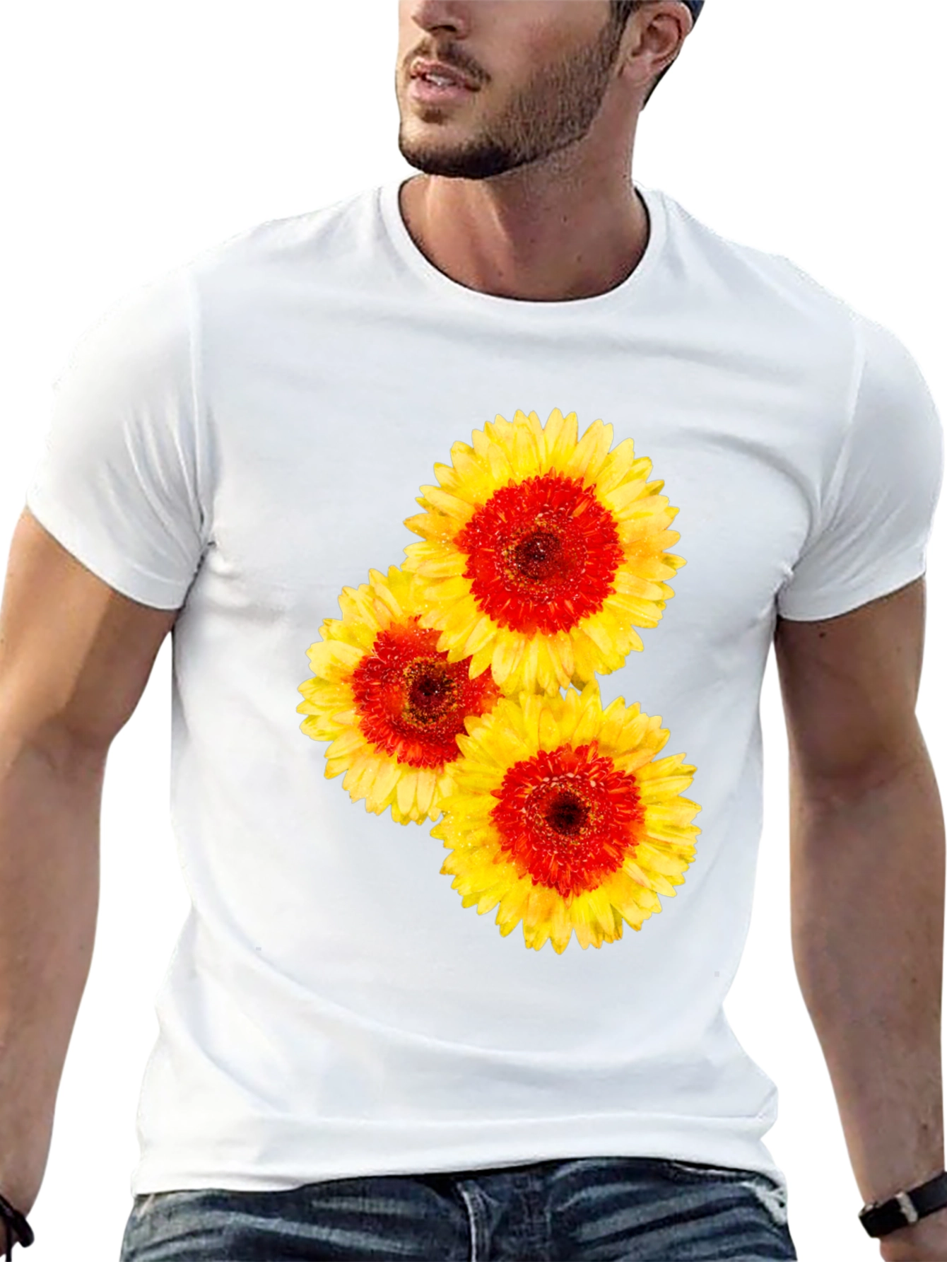 Floral Graphic Tee - Black Cotton T-Shirt