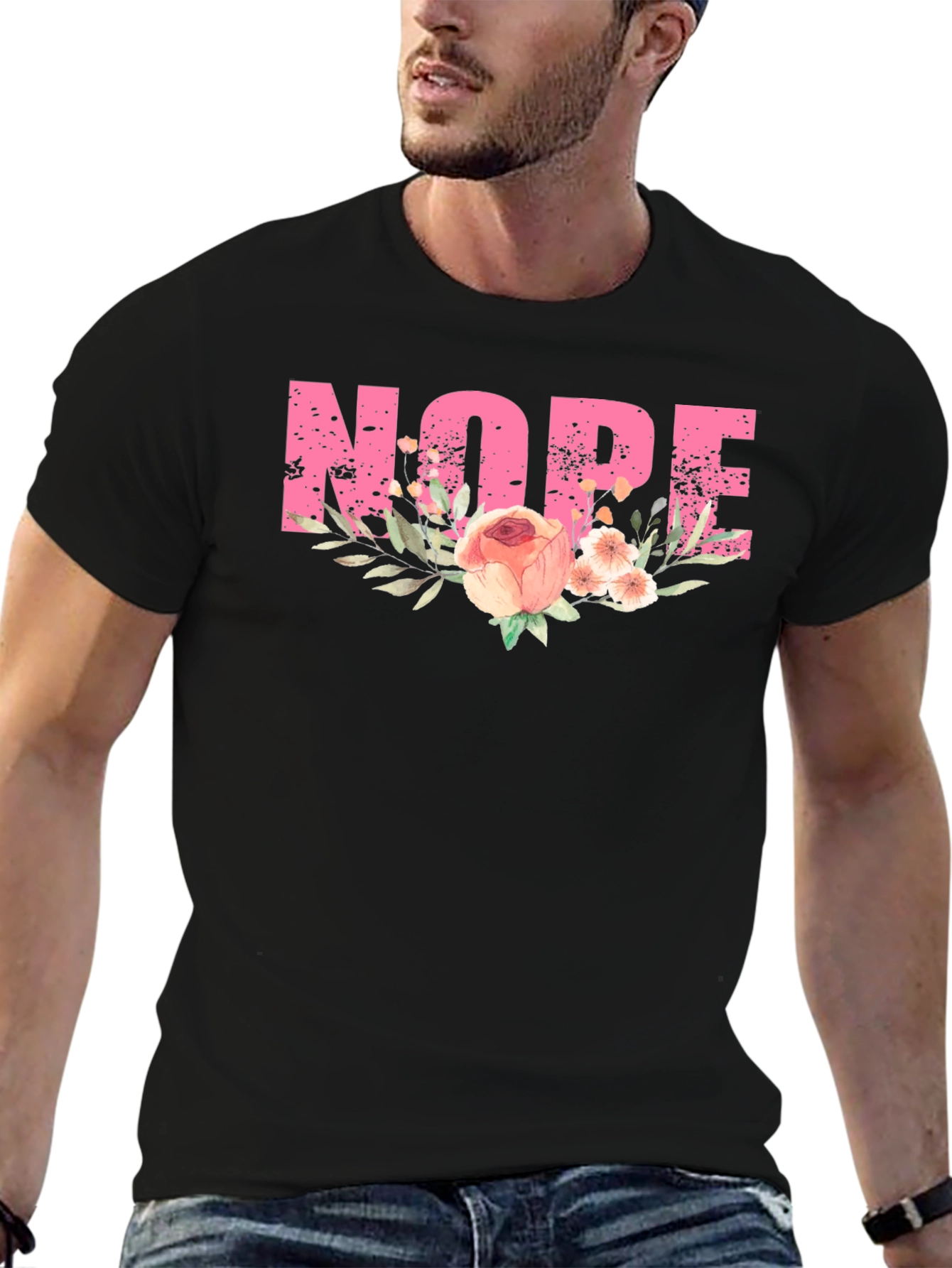 Floral Nope T-Shirt - Trendy Graphic Tee