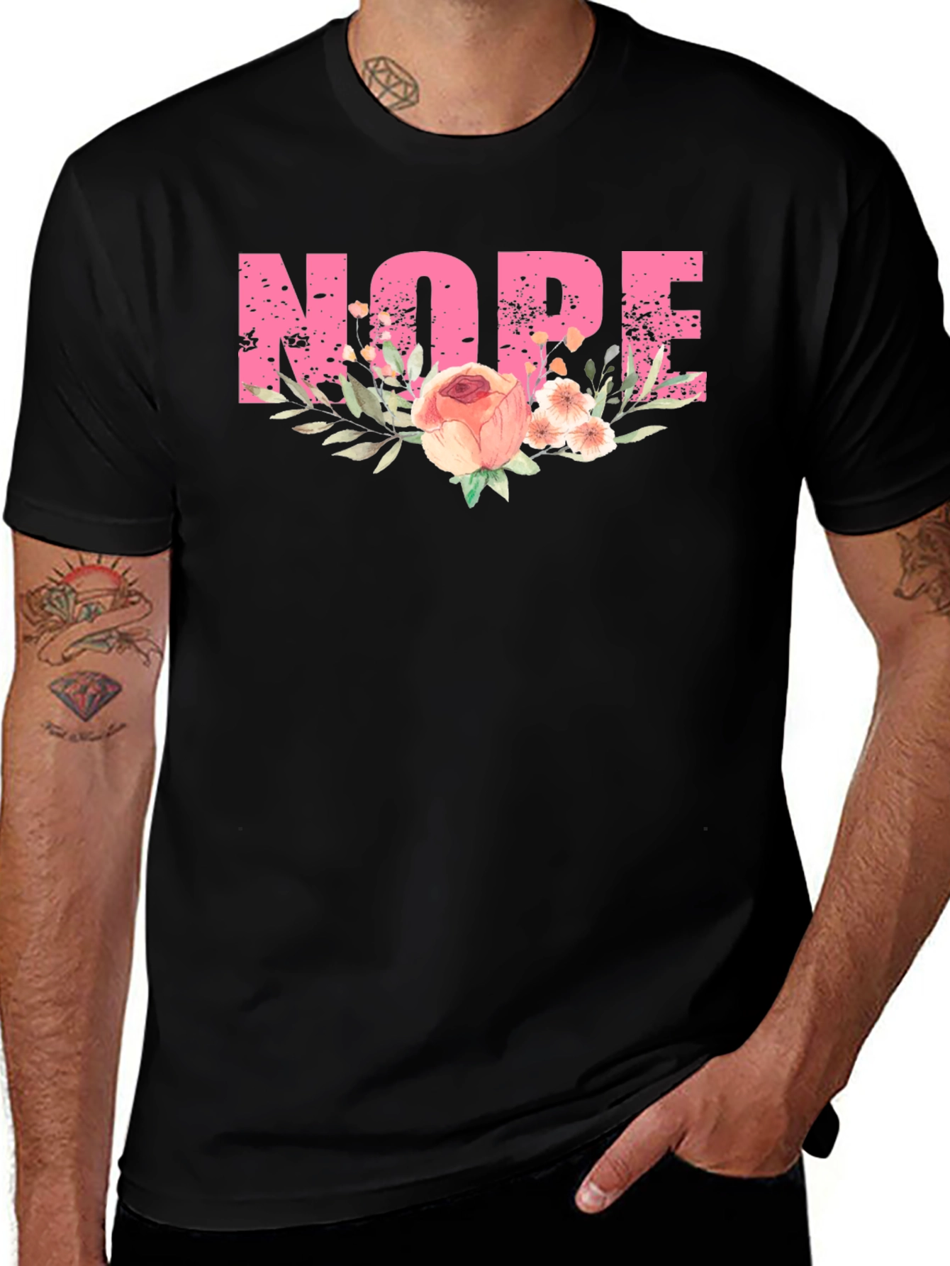 Floral Nope T-Shirt - Trendy Graphic Tee