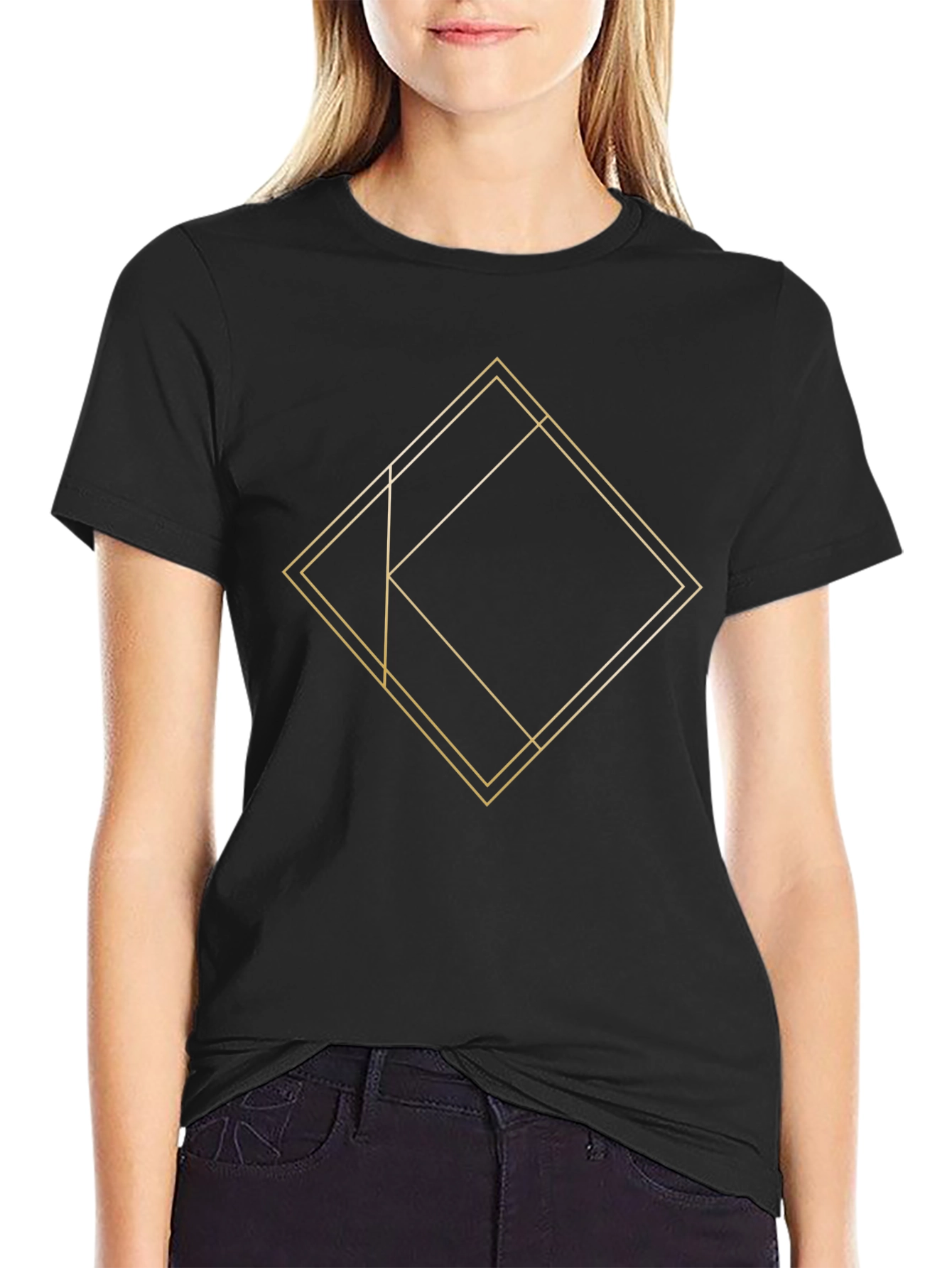 Geometric Line Art Graphic Tee - Modern Design