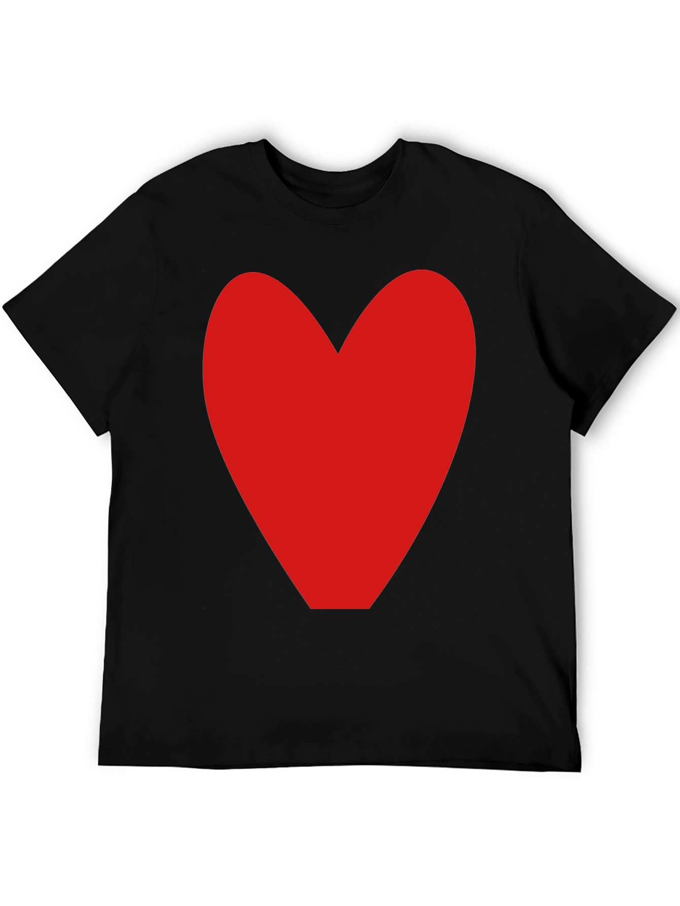 Red Heart Graphic Tee - Black Cotton Blend T-Shirt