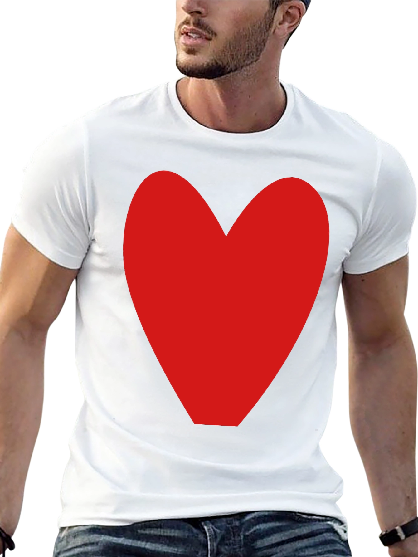Red Heart Graphic Tee - Black Cotton Blend T-Shirt