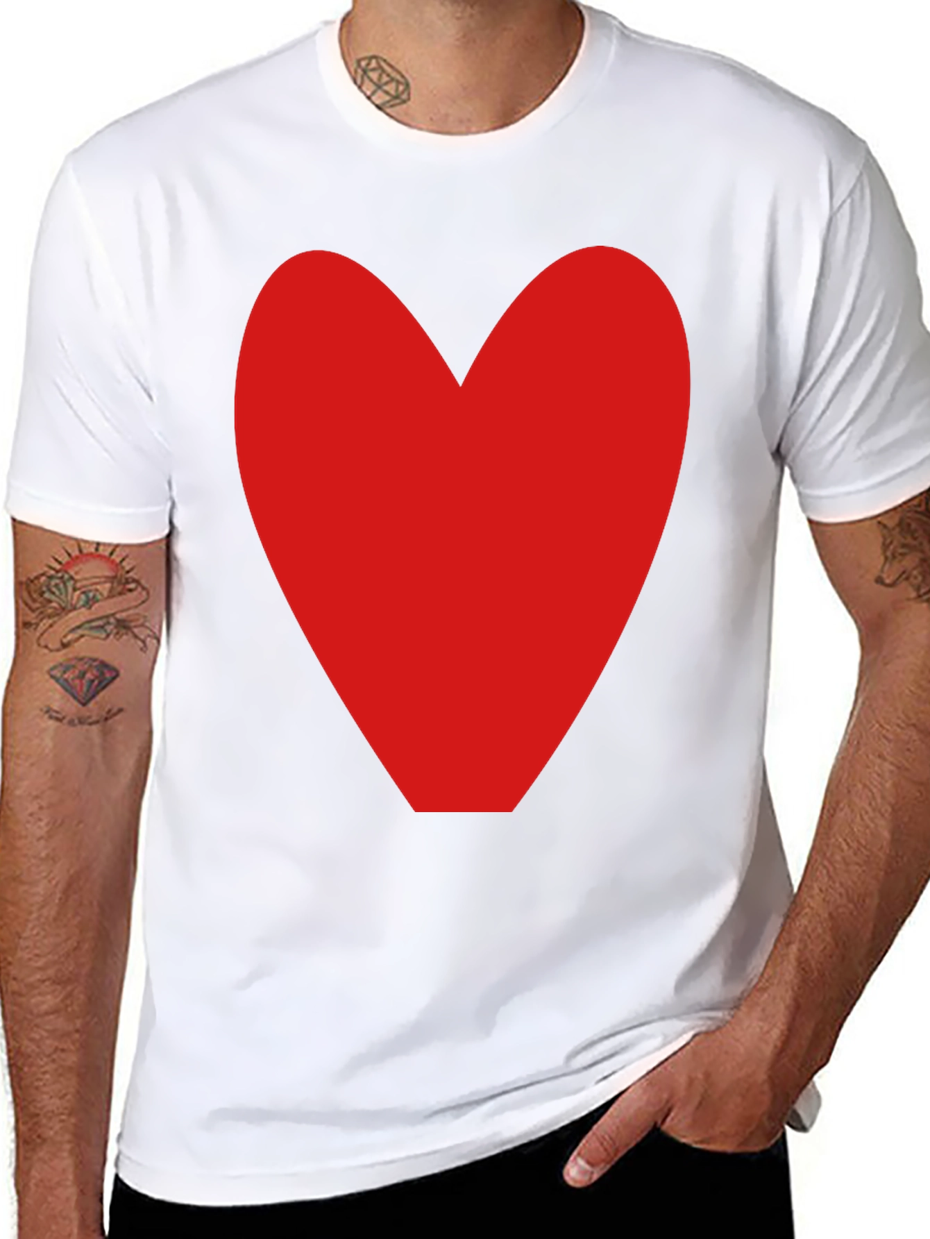 Red Heart Graphic Tee - Black Cotton Blend T-Shirt