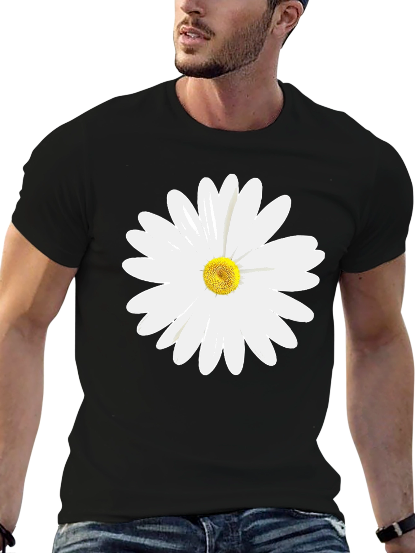 Daisy Graphic Print Black T-Shirt