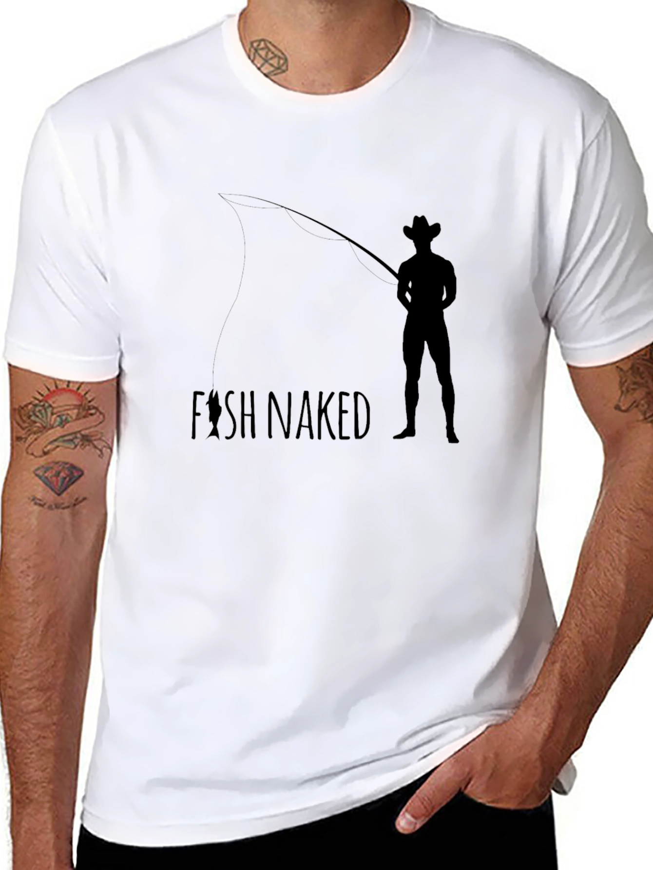 Fish Naked T-Shirt - Black Graphic Tee