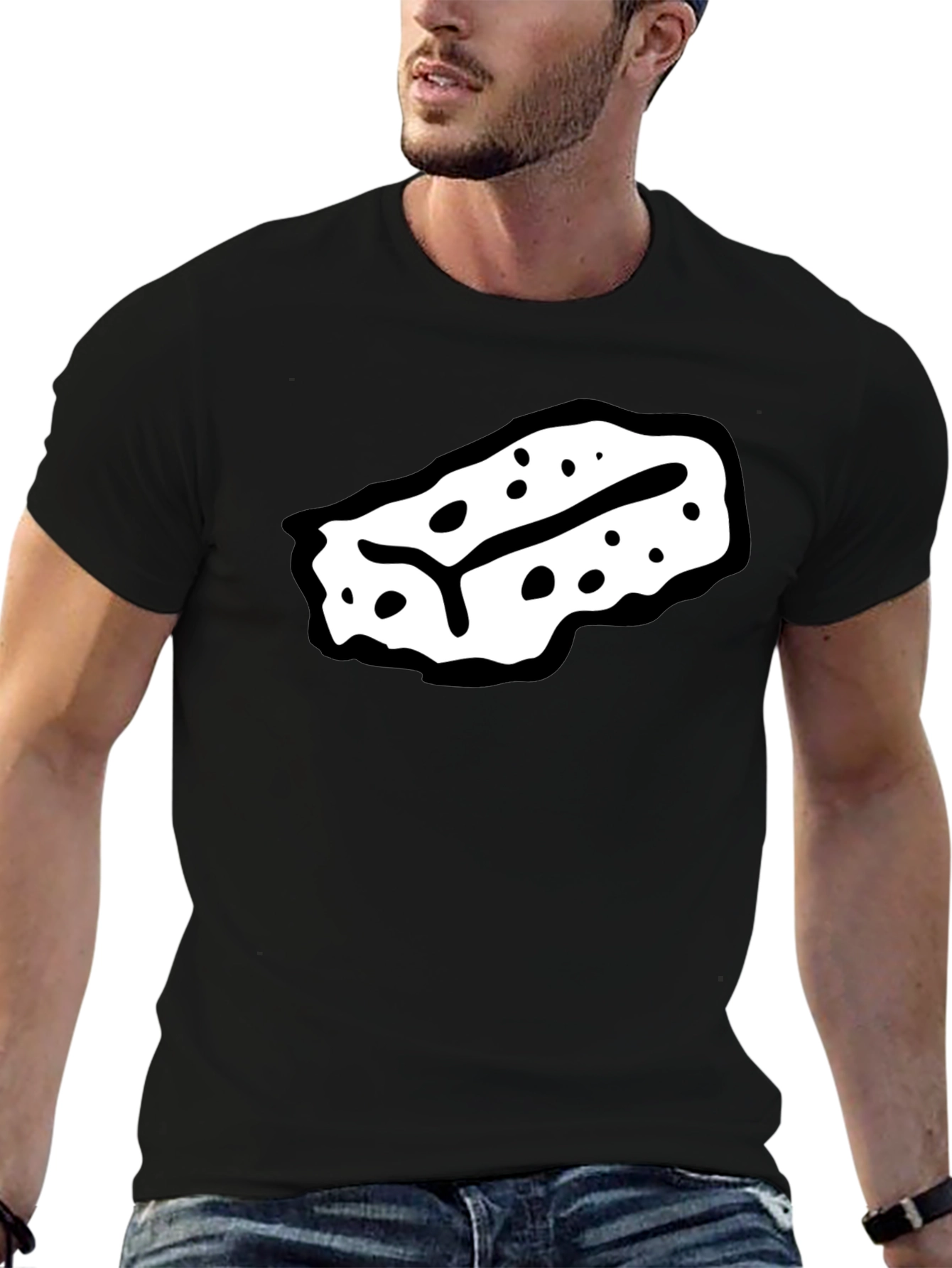 Unique Graphic Print T-Shirt - Black