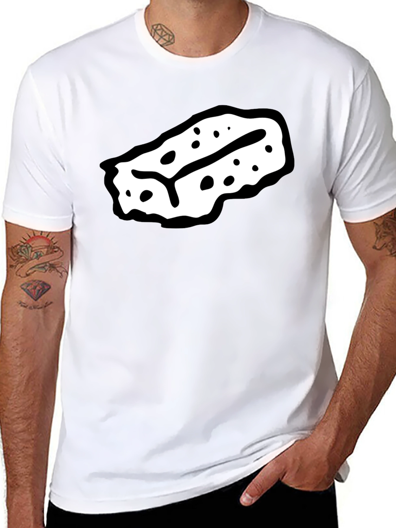 Unique Graphic Print T-Shirt - Black
