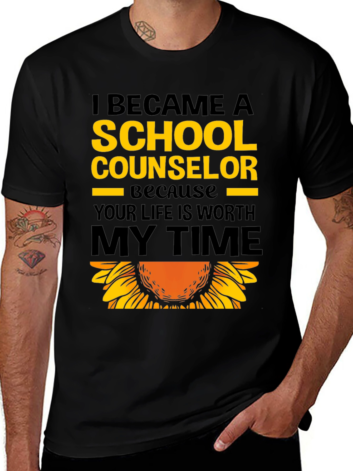 School Counselor Sunflower Graphic T-Shirt