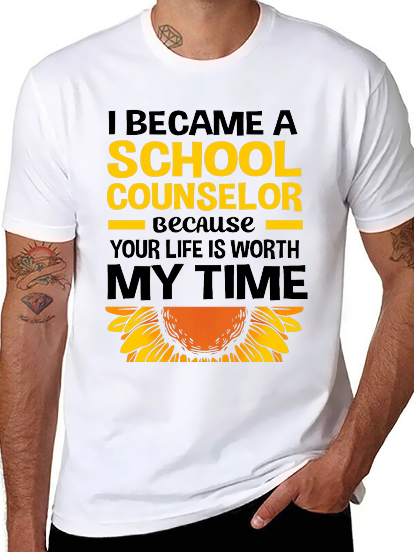 School Counselor Sunflower Graphic T-Shirt