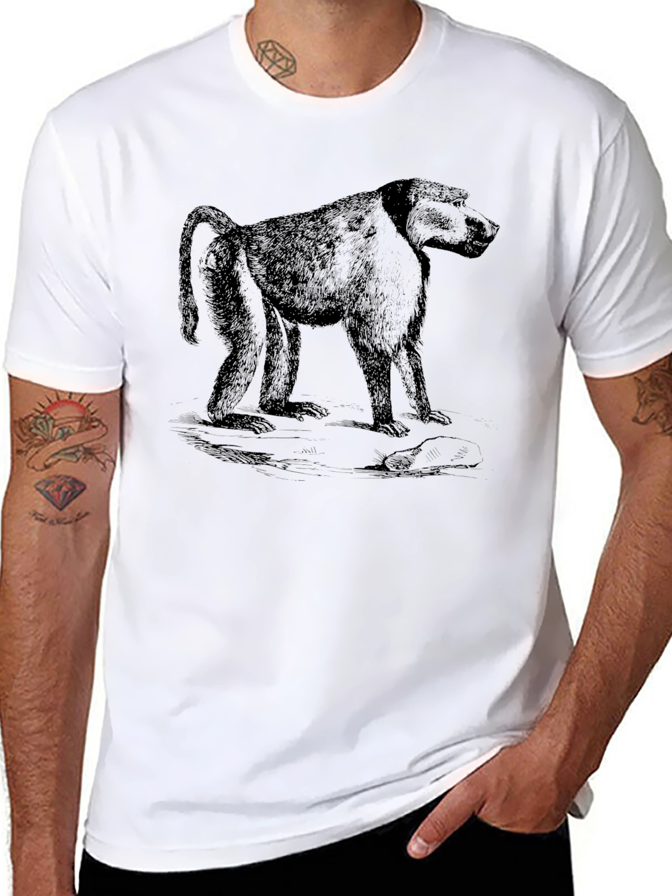 Baboon Graphic Black T-Shirt | Mens Classic Fit