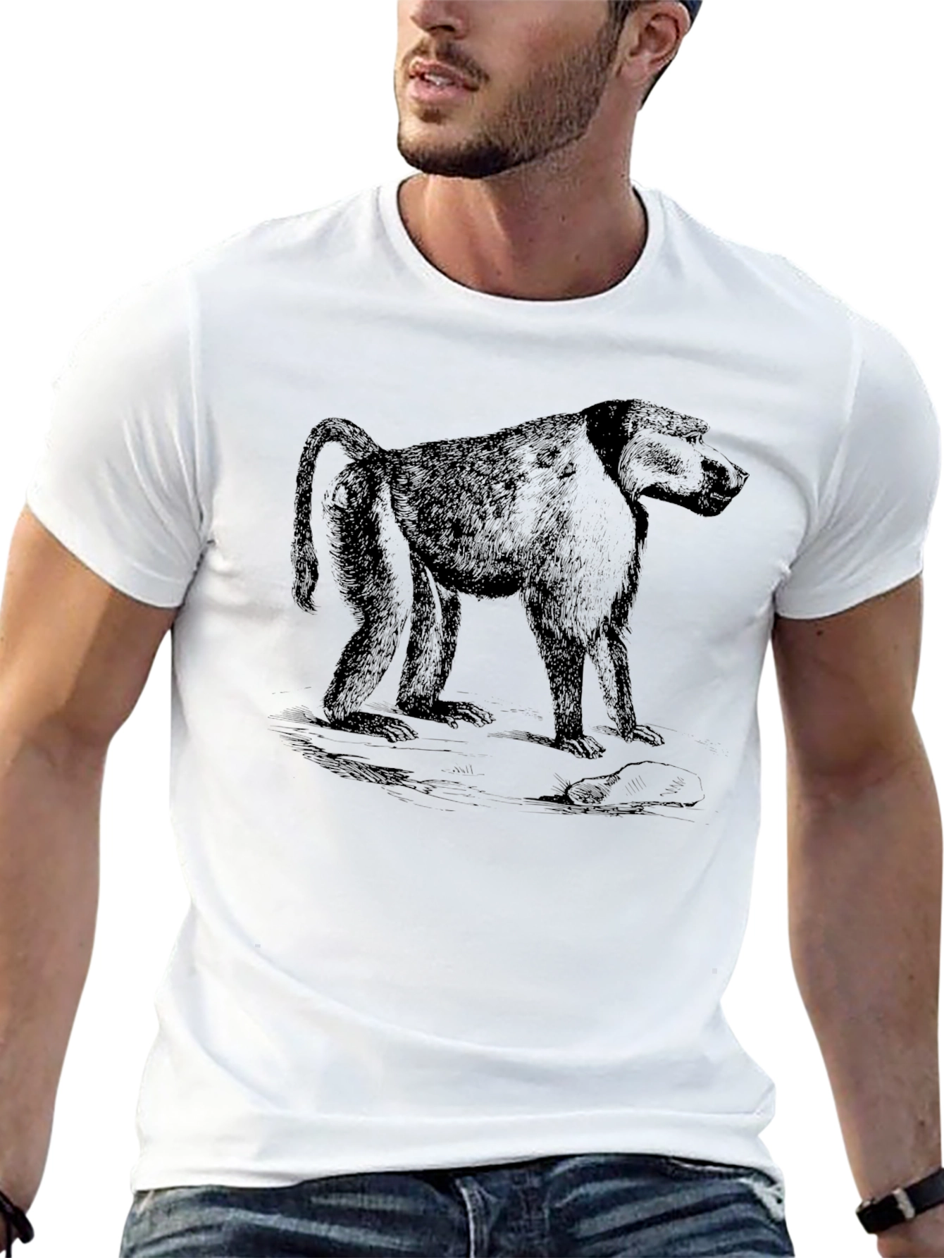 Baboon Graphic Black T-Shirt | Mens Classic Fit