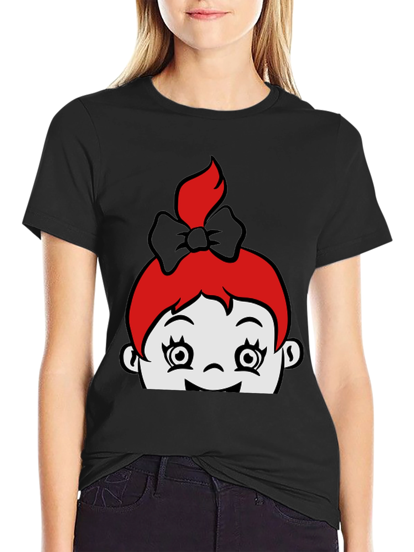 Cartoon Character Graphic Black Tee