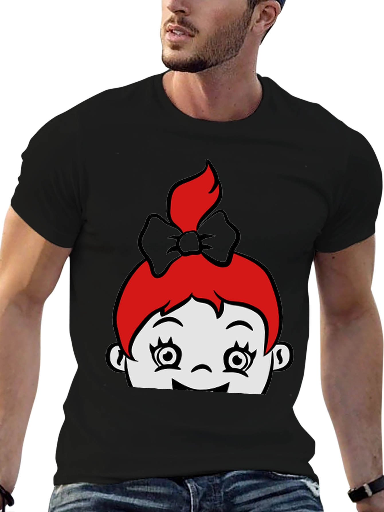 Cartoon Character Graphic Black Tee