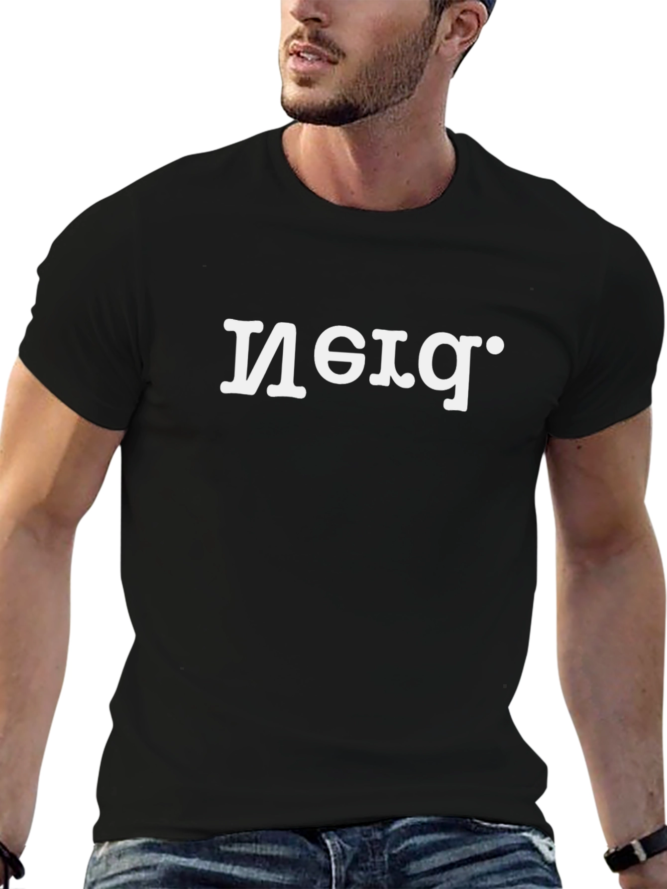 Retro-Style Graphic Tee - Black Cotton Blend