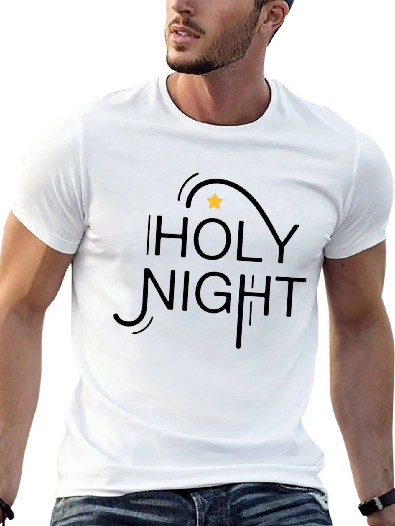 Holy Night Graphic Tee - Black Cotton T-Shirt