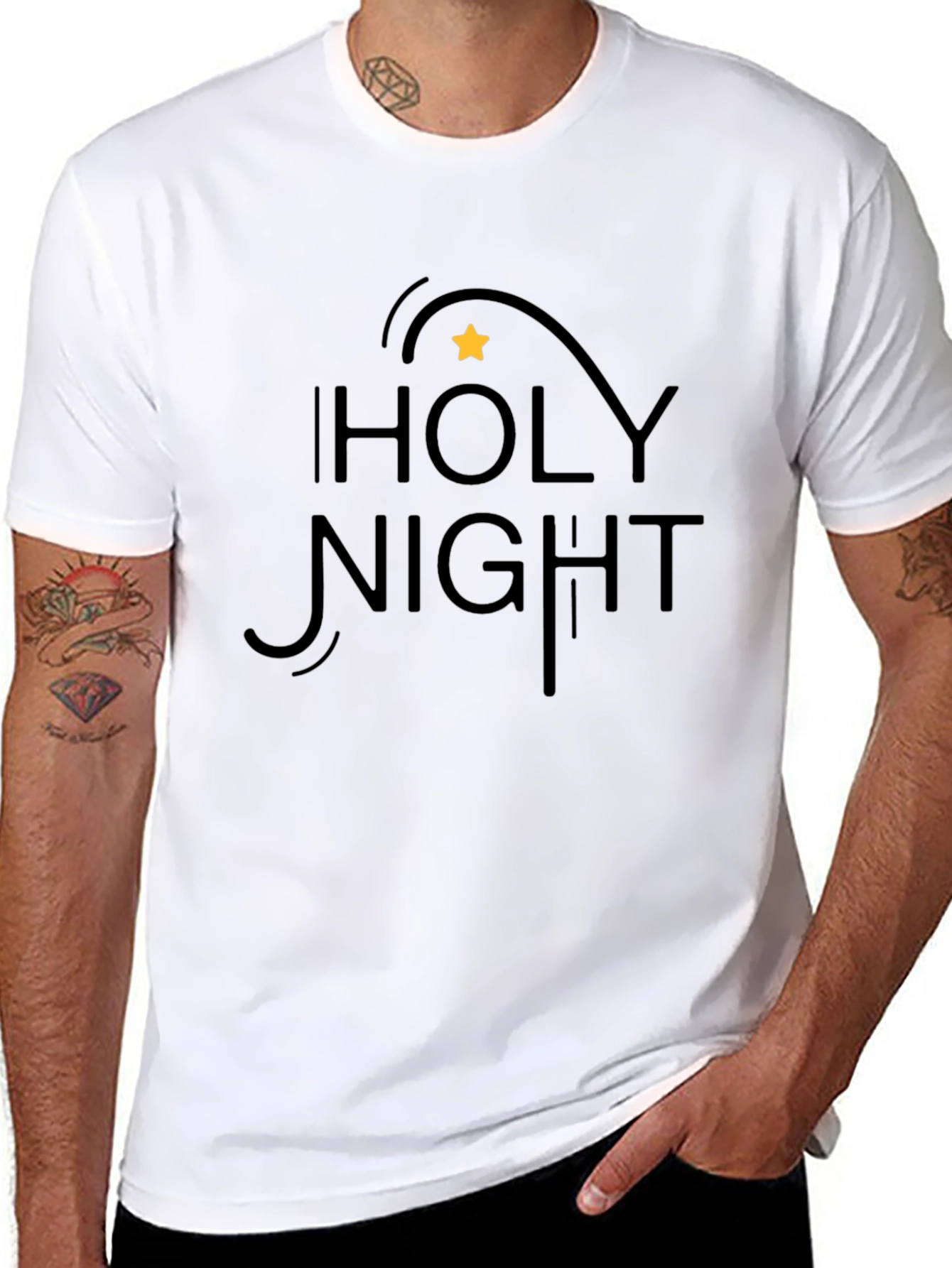 Holy Night Graphic Tee - Black Cotton T-Shirt