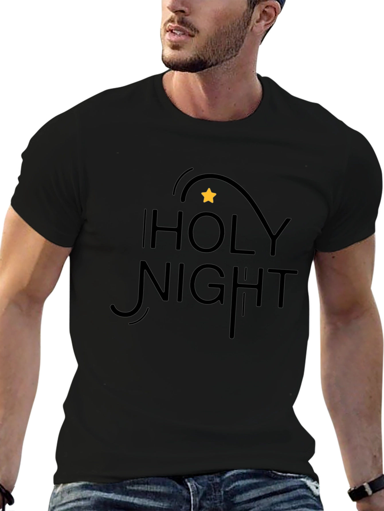 Holy Night Graphic Tee - Black Cotton T-Shirt