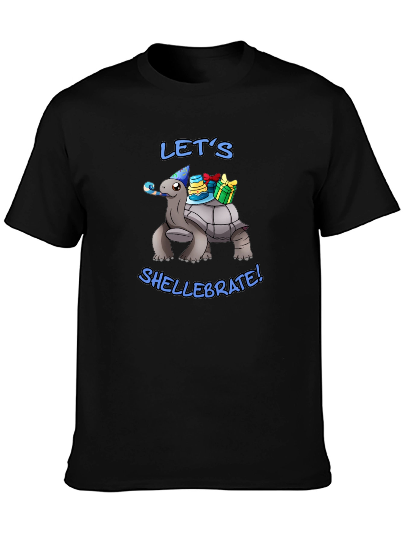 Lets Shellebrate! Turtle Graphic Black T-Shirt