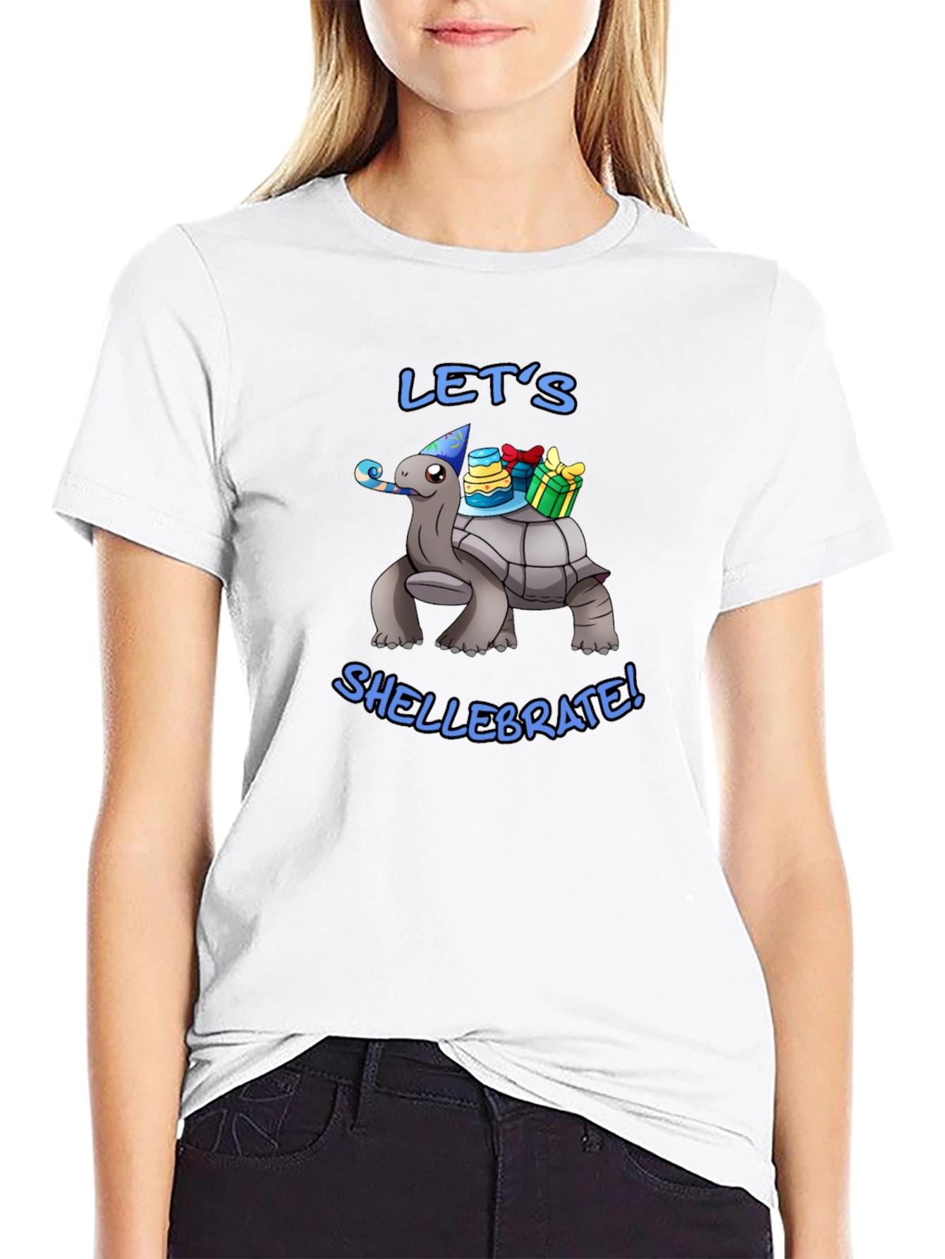 Lets Shellebrate! Turtle Graphic Black T-Shirt