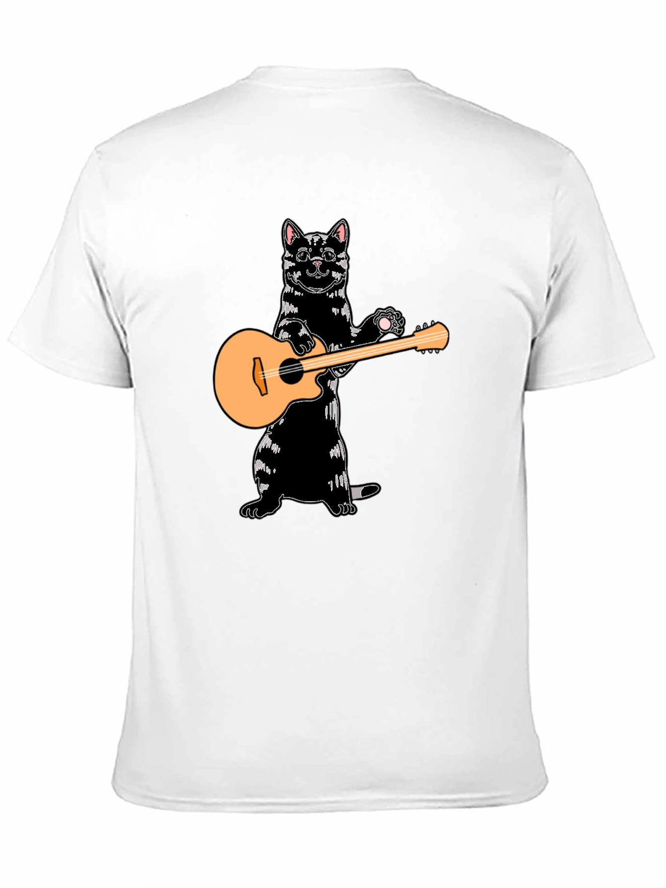 Cat Playing Guitar Black T-Shirt