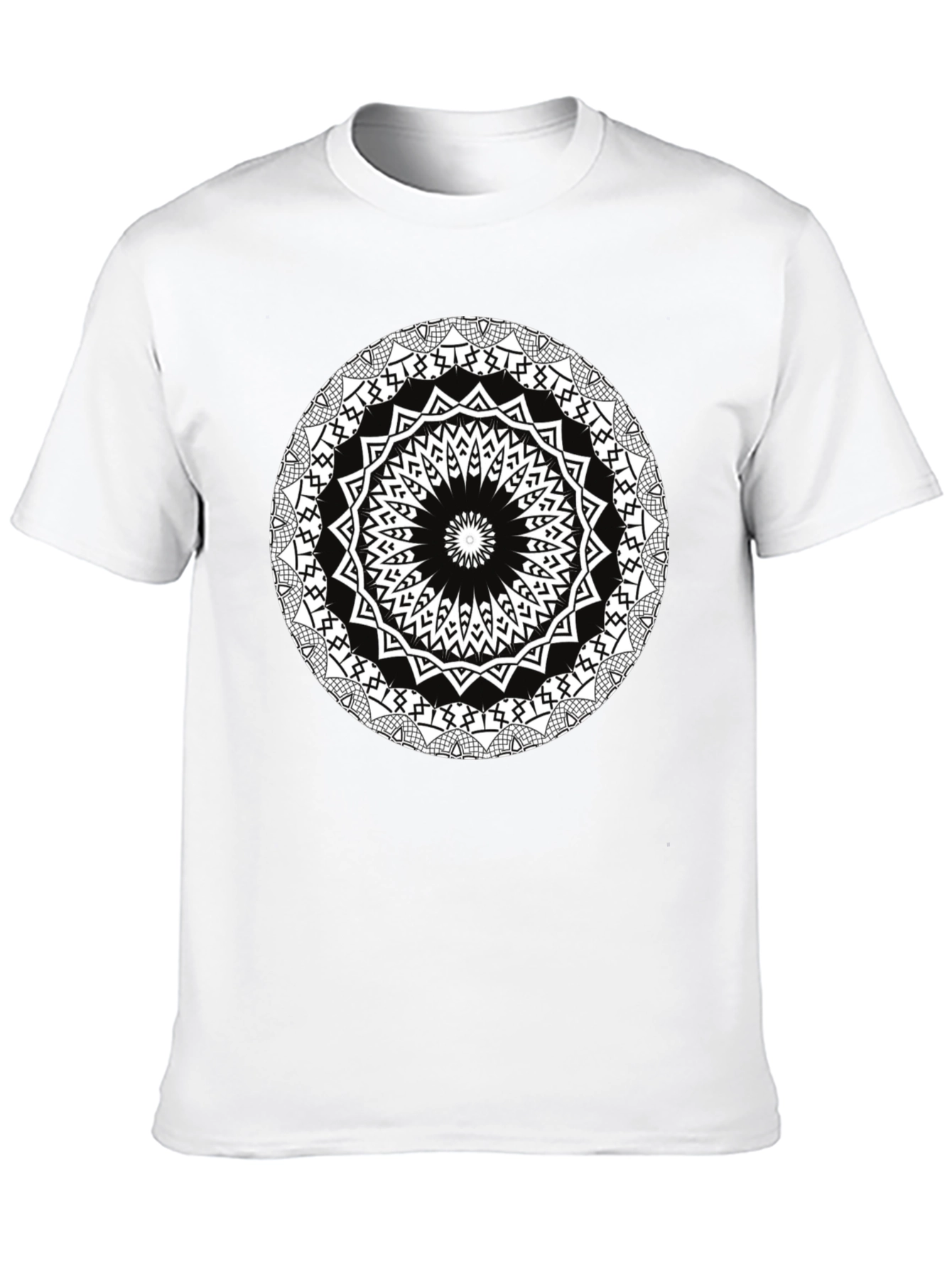 Geometric Mandala Print Black T-Shirt