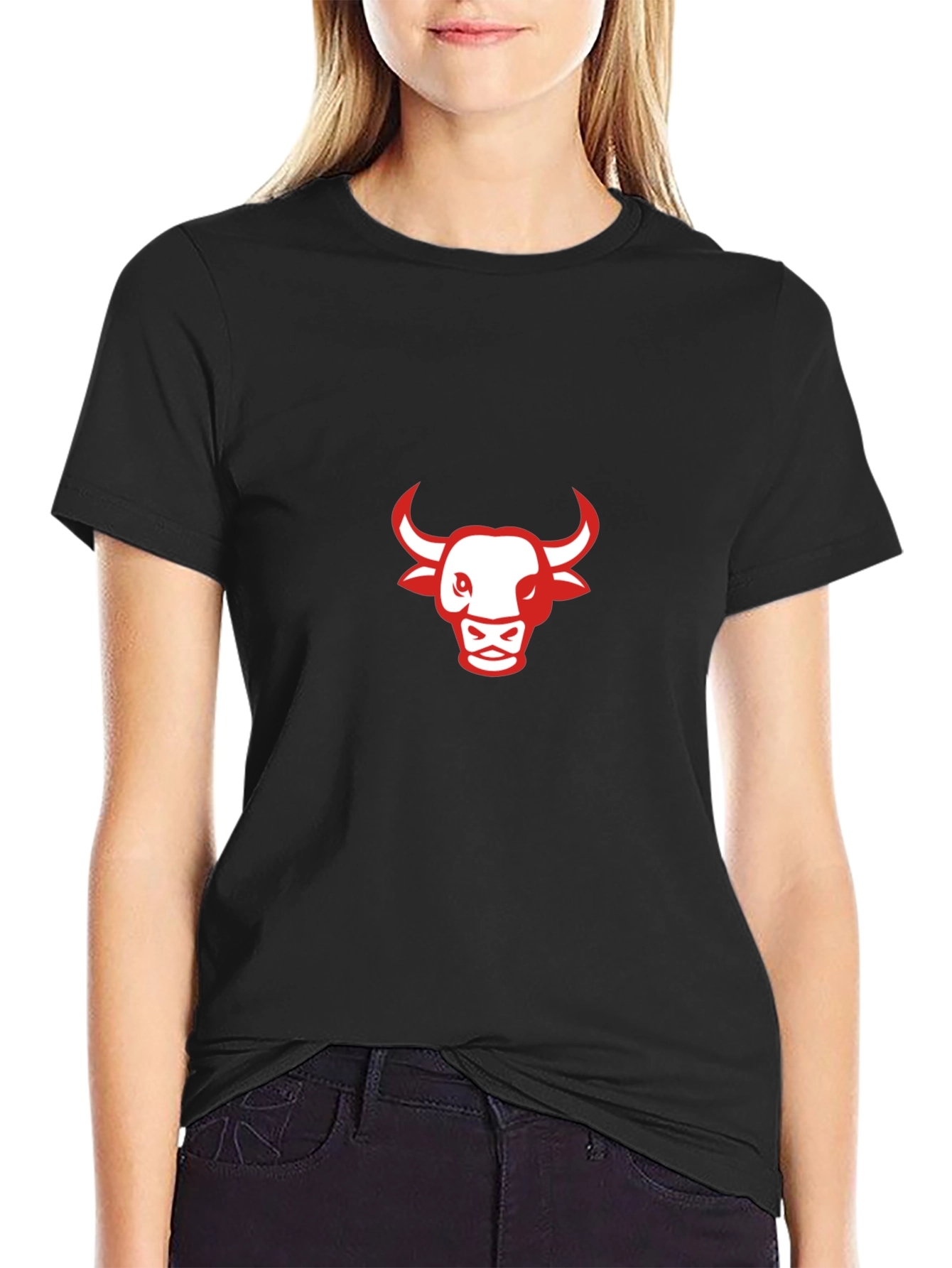 Black T-Shirt with Red Bull Graphic