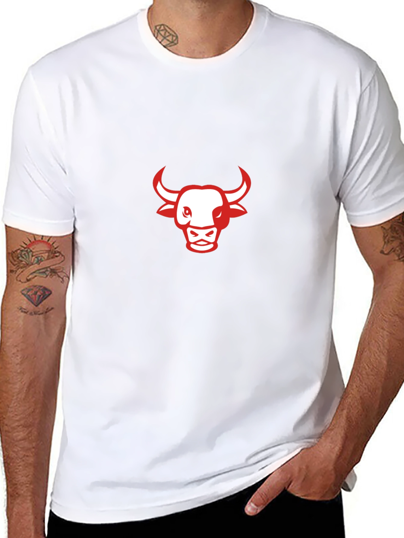 Black T-Shirt with Red Bull Graphic