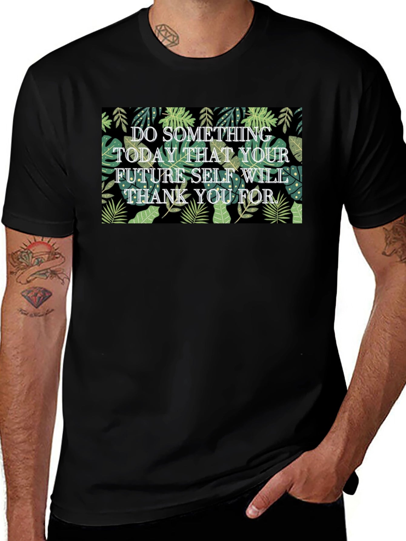 Inspirational Leaf Print T-Shirt