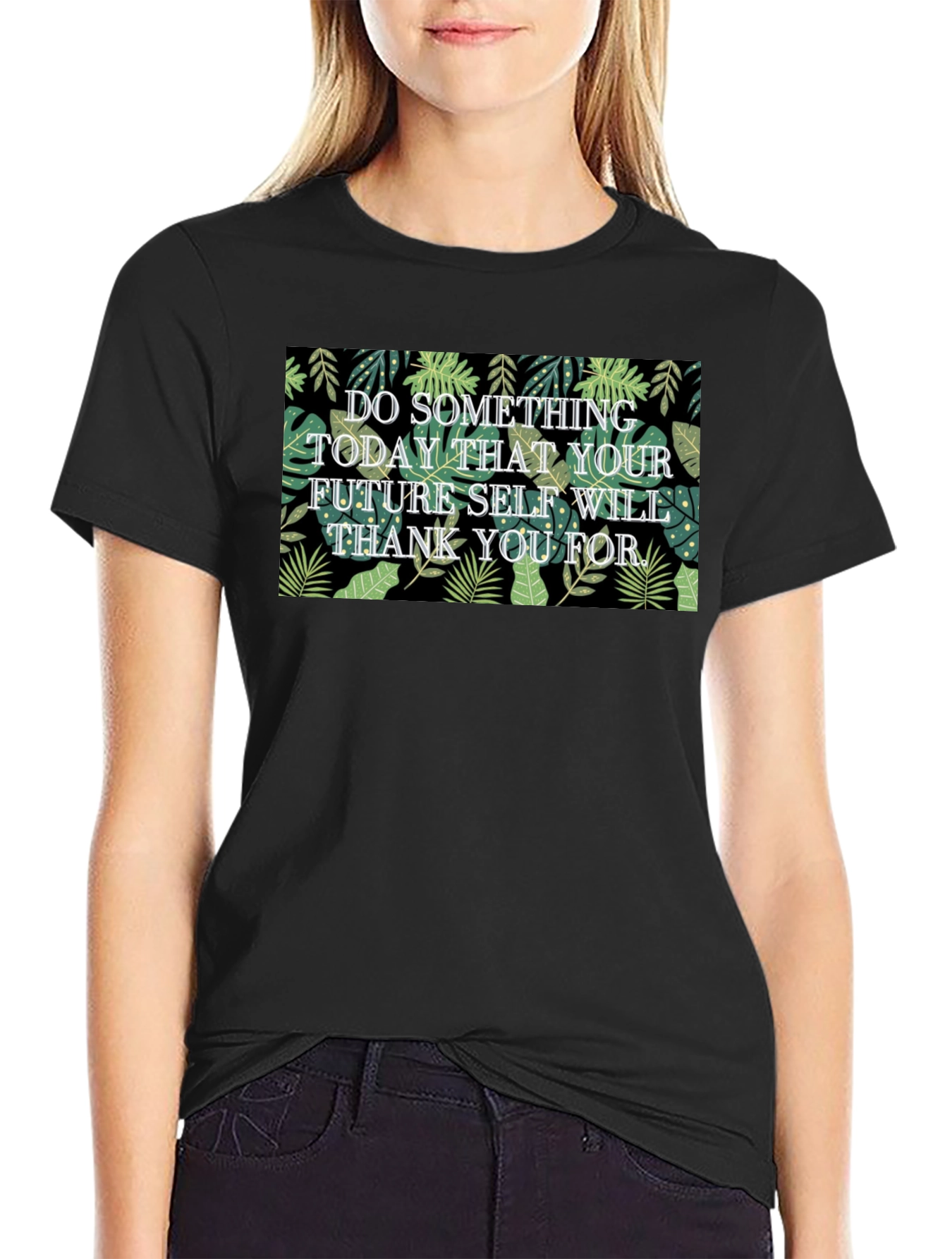 Inspirational Leaf Print T-Shirt