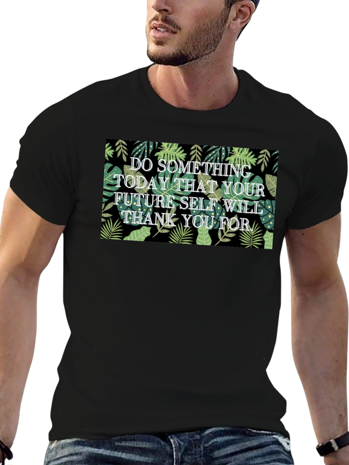 Inspirational Leaf Print T-Shirt