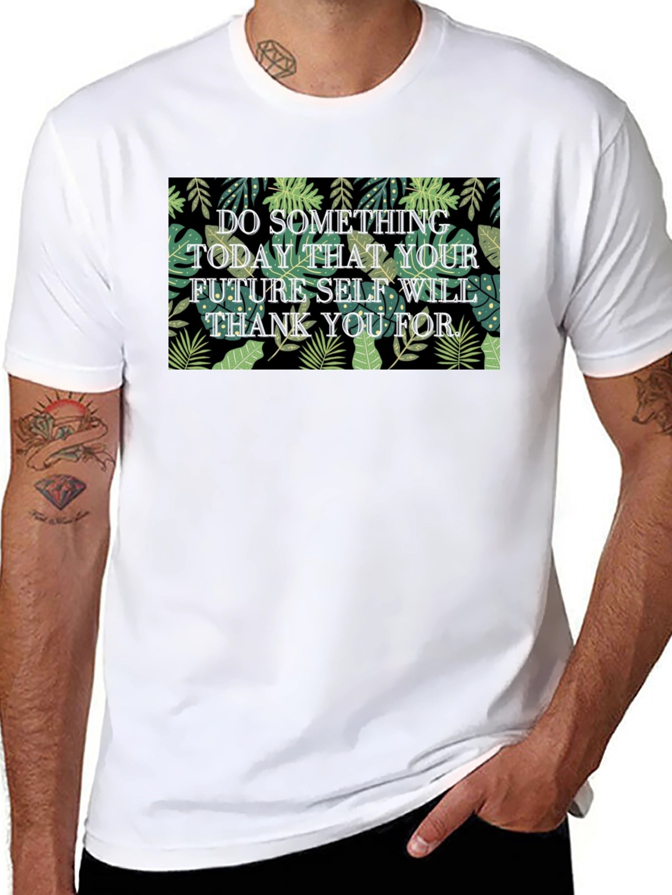 Inspirational Leaf Print T-Shirt