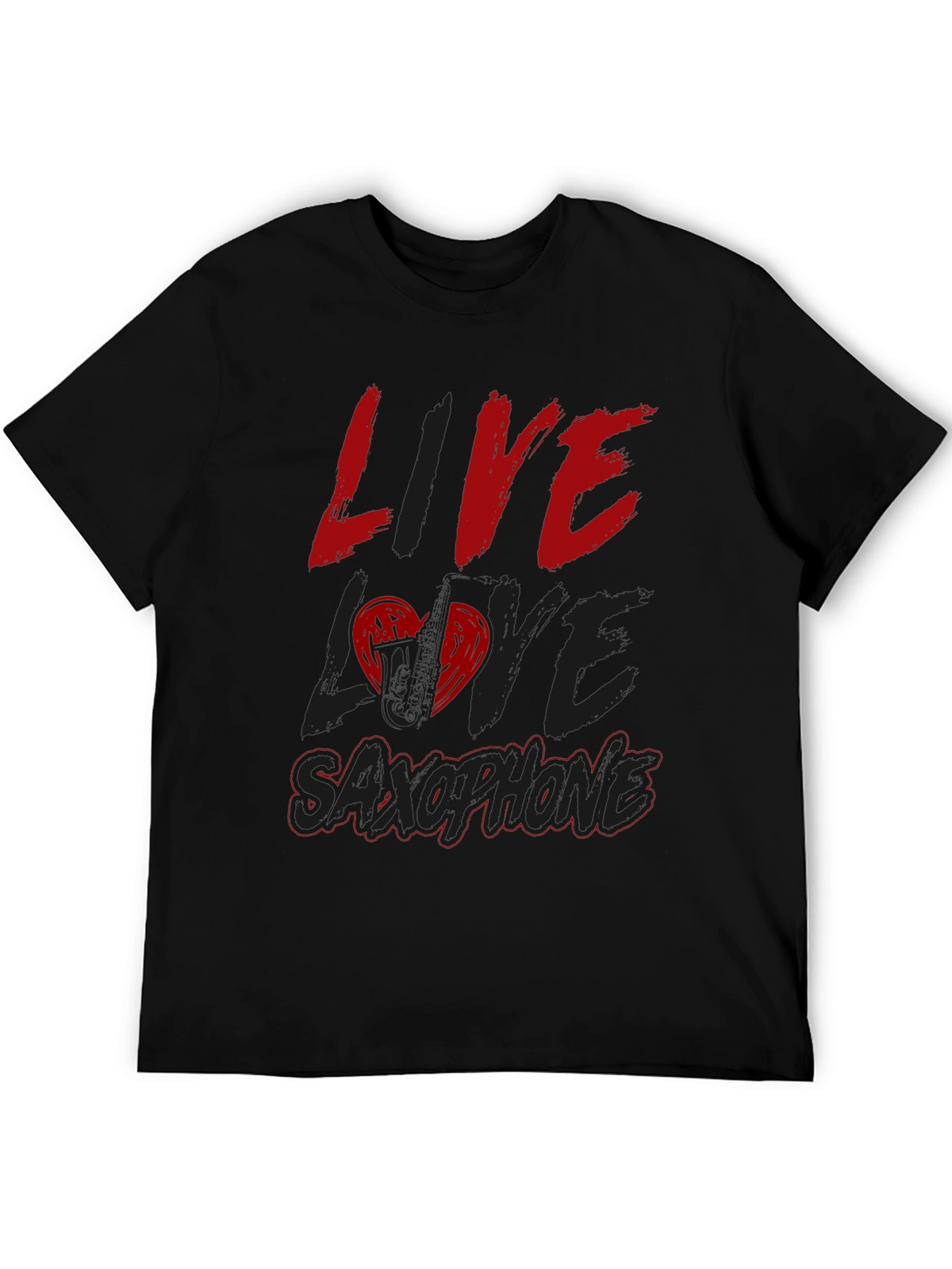 Live Love Saxophone Black Graphic Tee