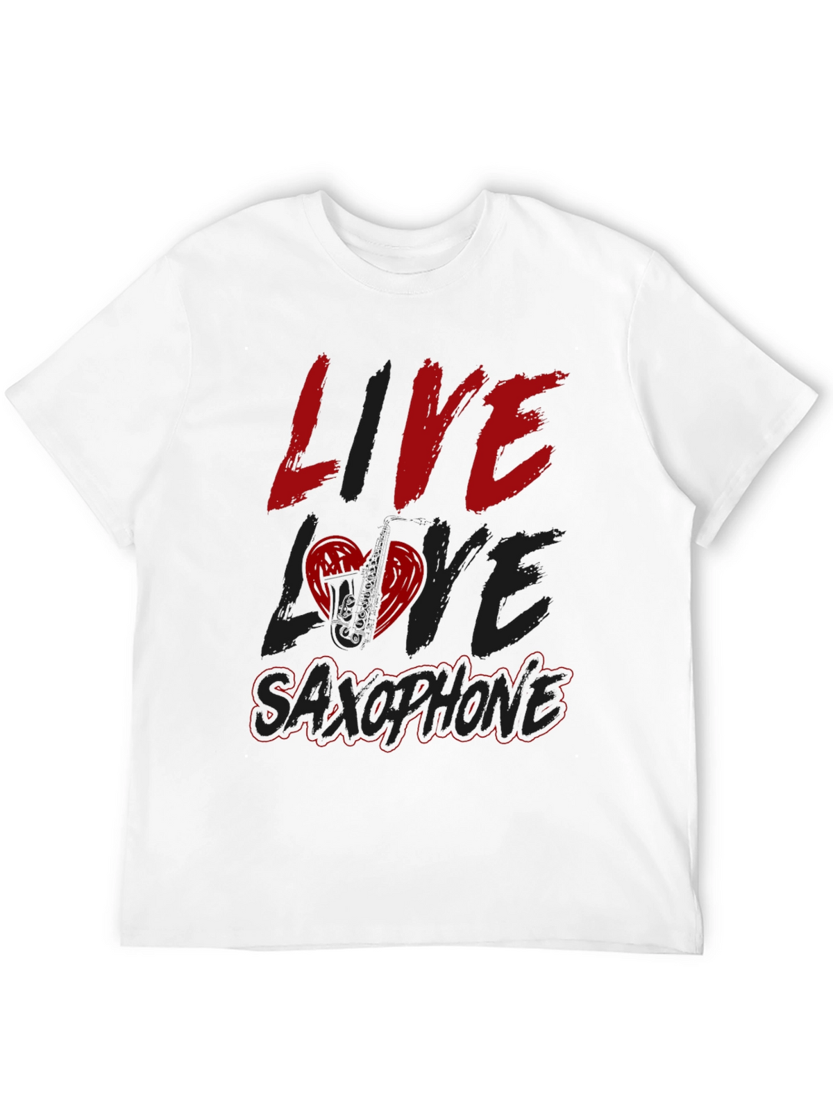 Live Love Saxophone Black Graphic Tee