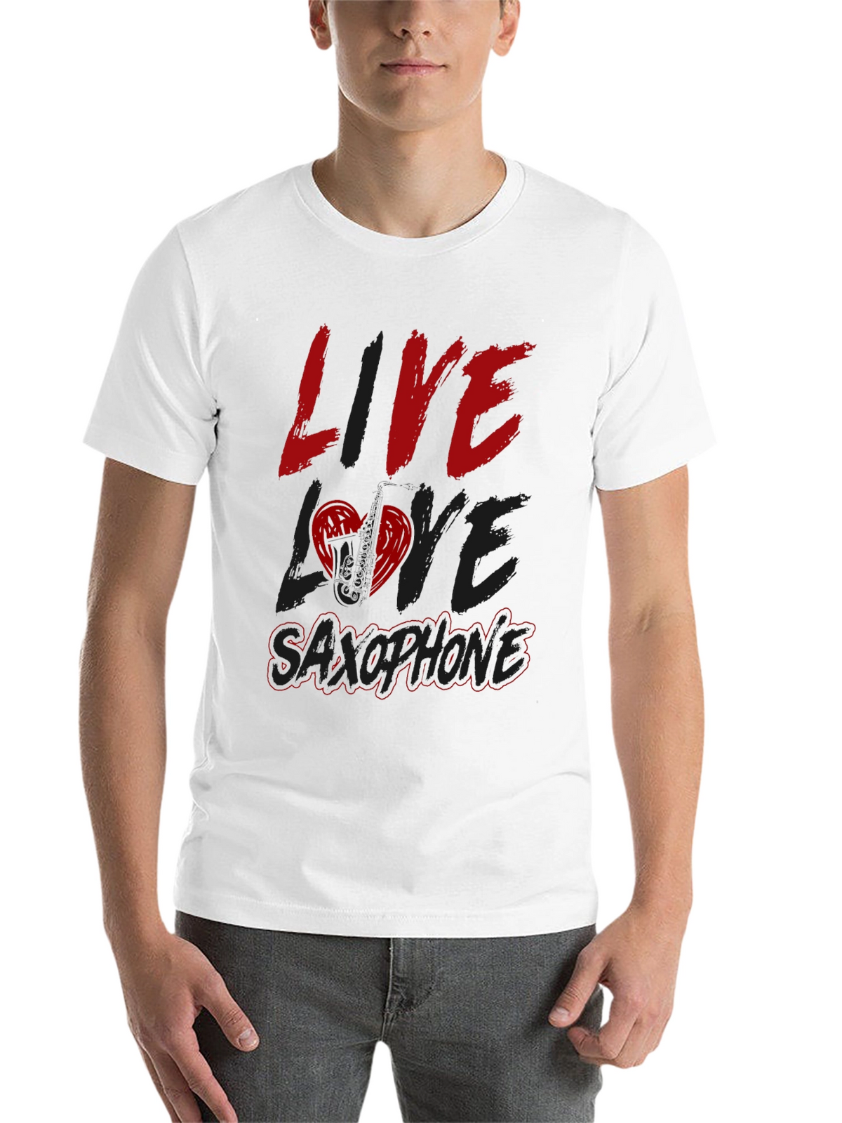 Live Love Saxophone Black Graphic Tee